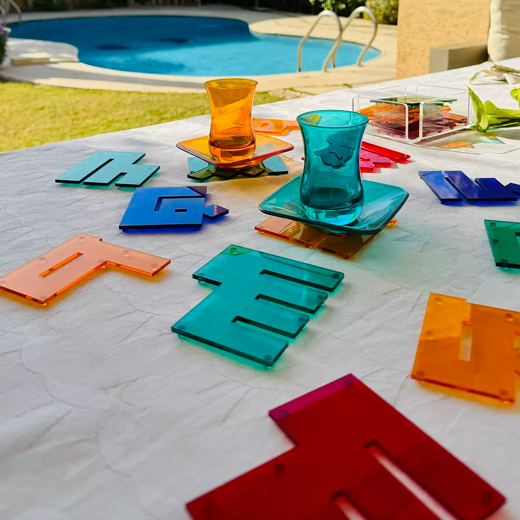 Arabic Calligraphy Acrylic Coaster Set