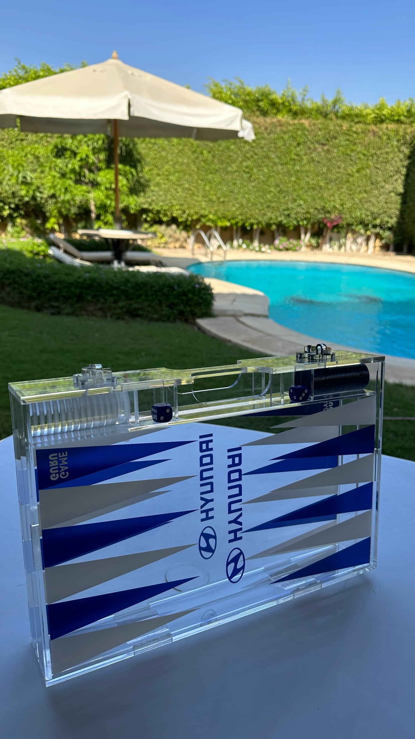 White x Blue Acrylic Tawla Set