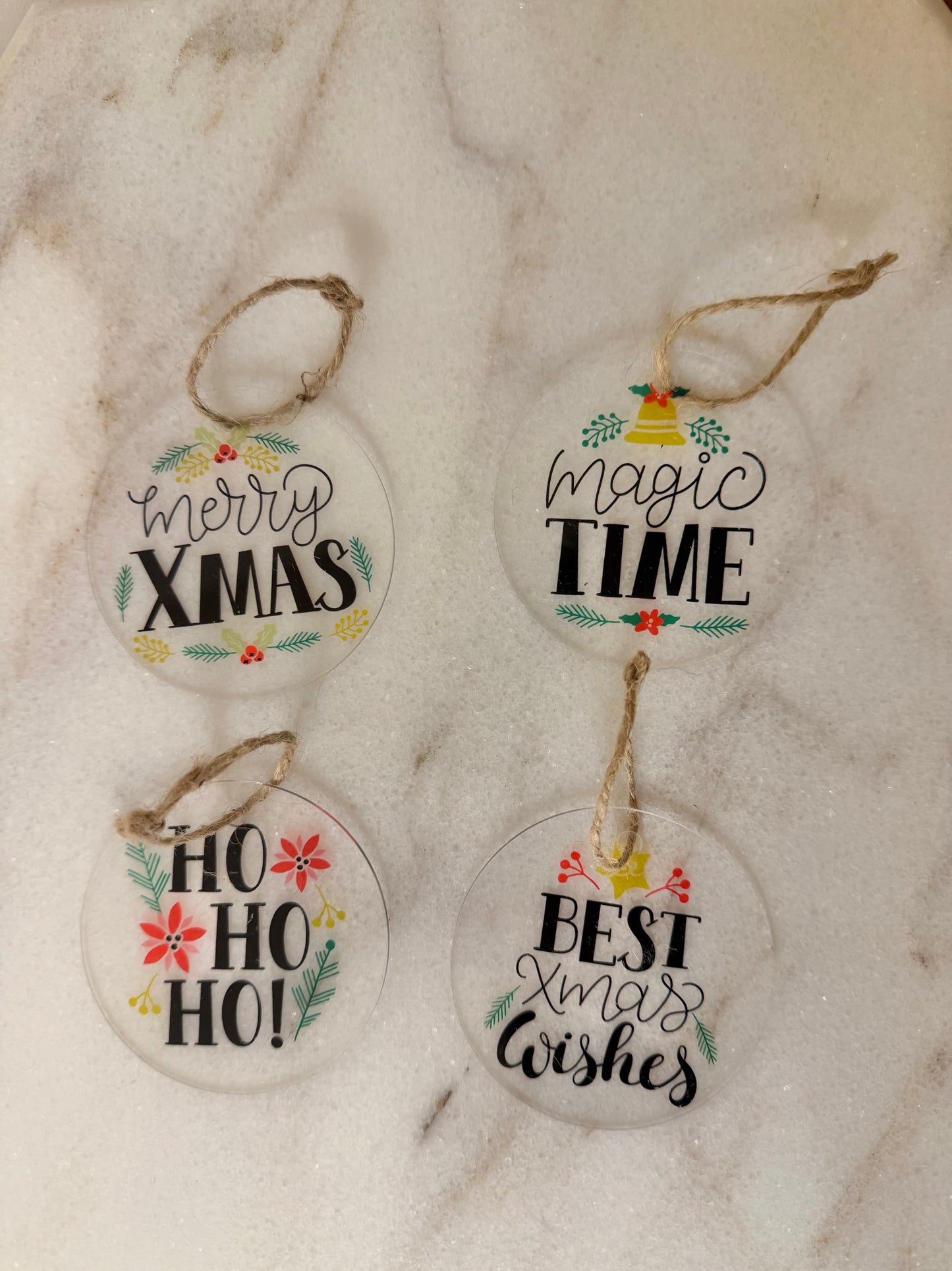 'Magic Time' Acrylic Christmas Ornaments - 4pcs