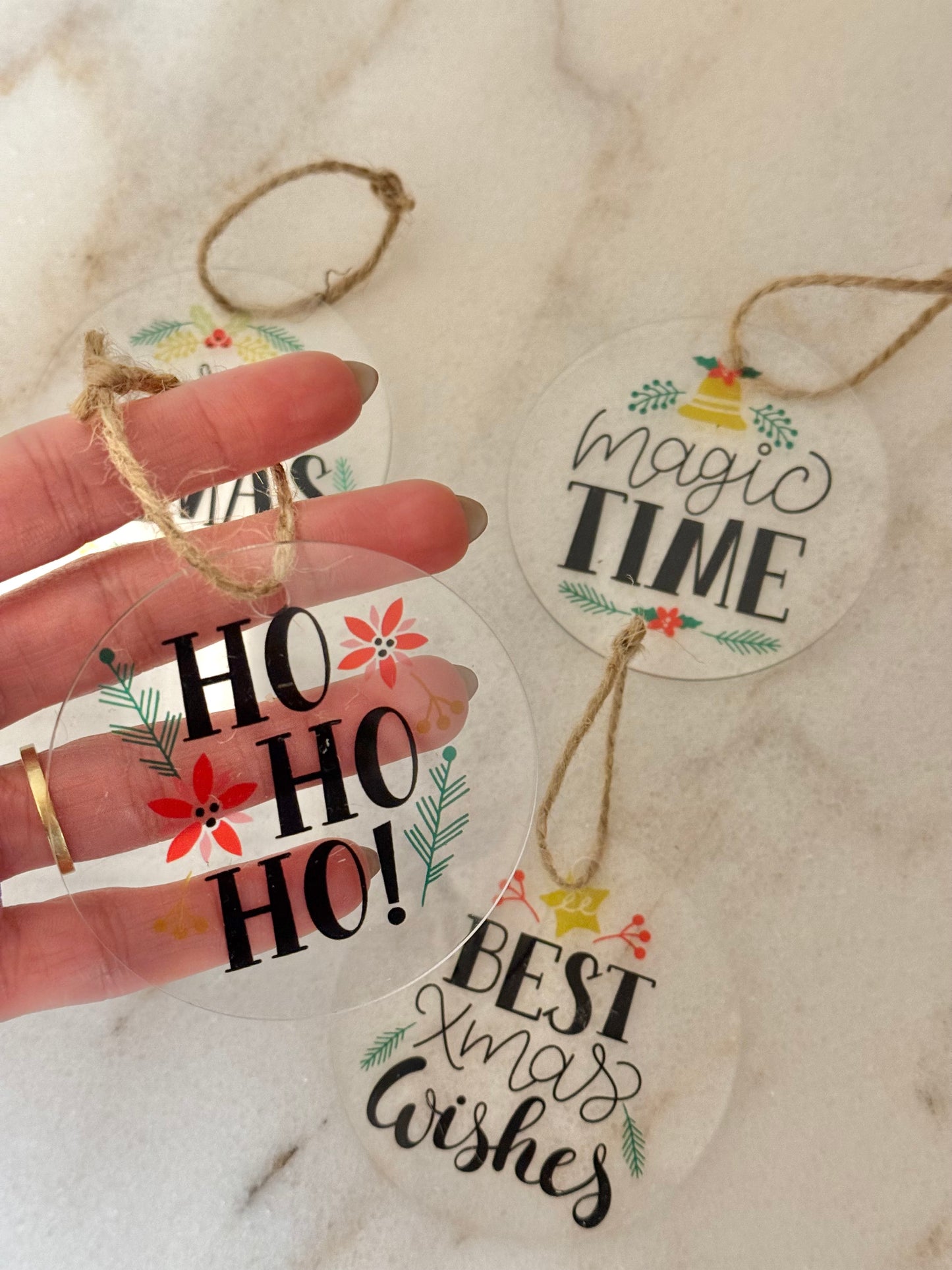 'Magic Time' Acrylic Christmas Ornaments - 4pcs