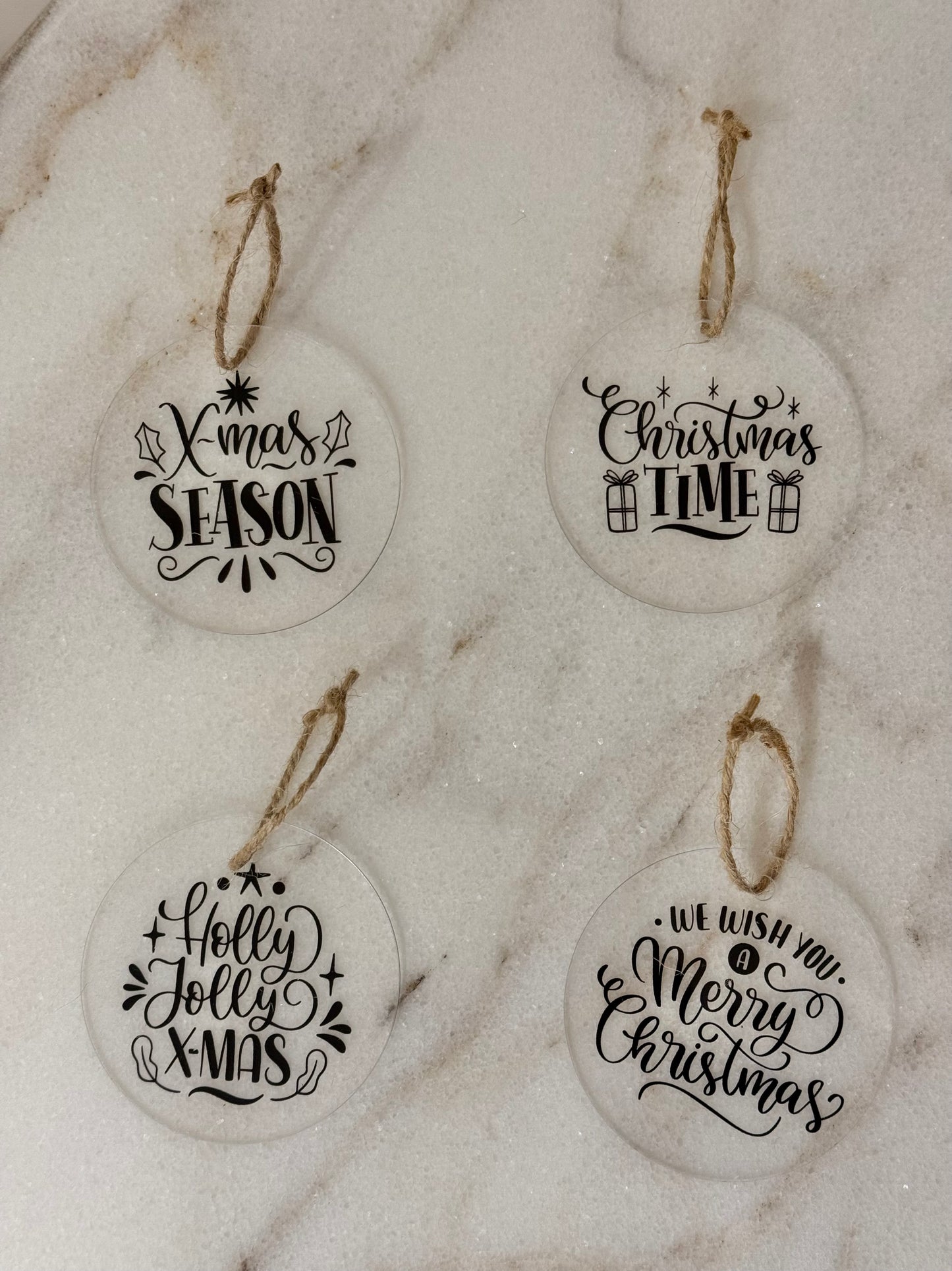 'Christmas time' Acrylic Christmas Ornaments - 4pcs