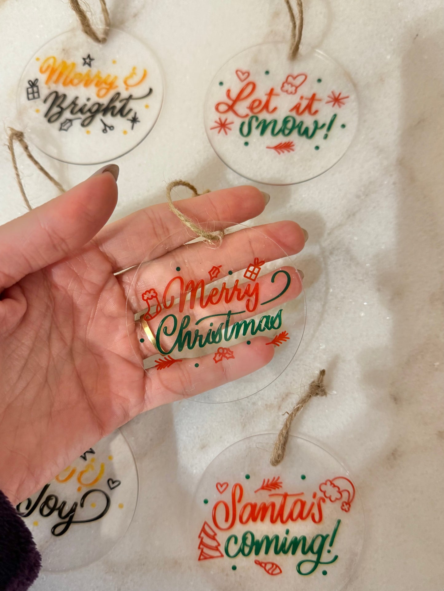 'Let it snow' Acrylic Christmas Ornaments - 6pcs