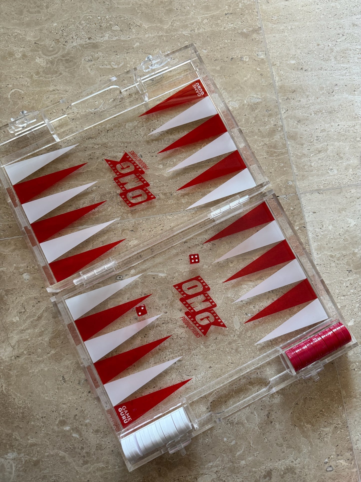 Red x White Acrylic Tawla Set