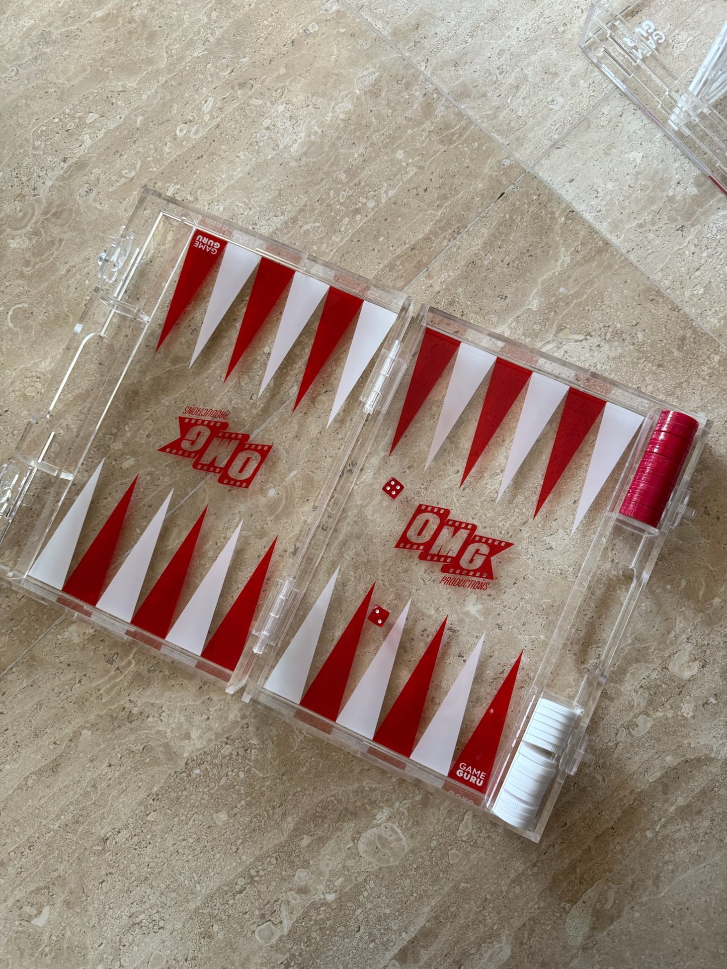 Red x White Acrylic Tawla Set