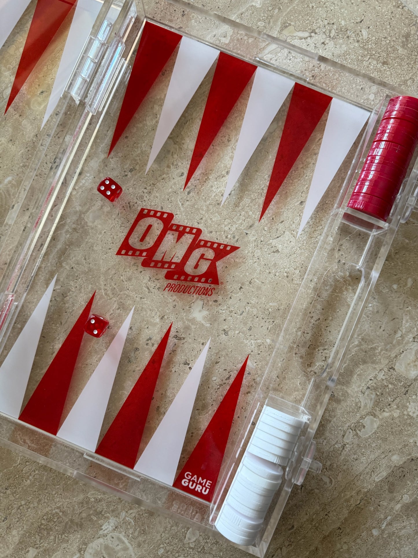 Red x White Acrylic Tawla Set