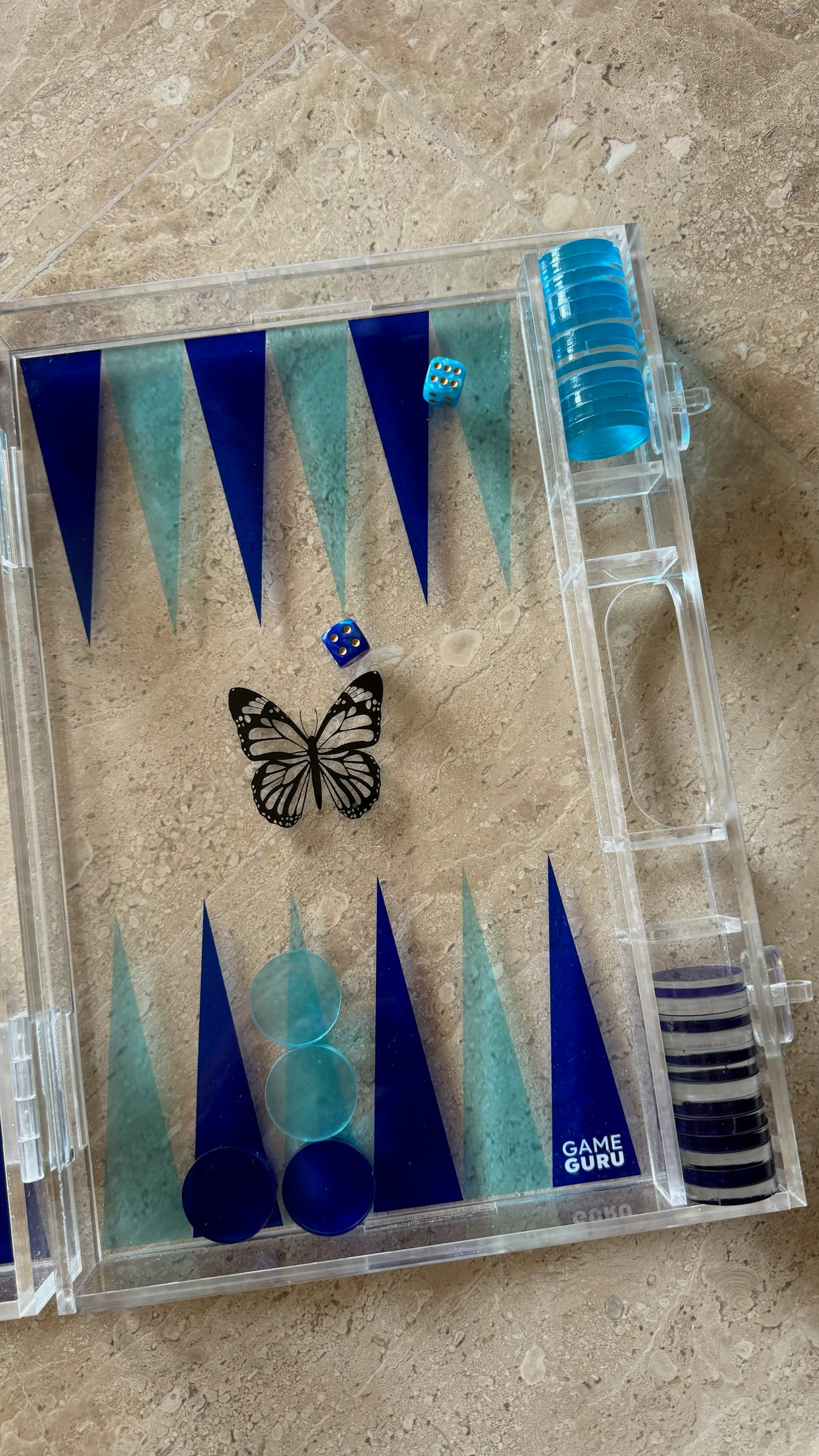 Blue x Turquoise Acrylic Tawla Set