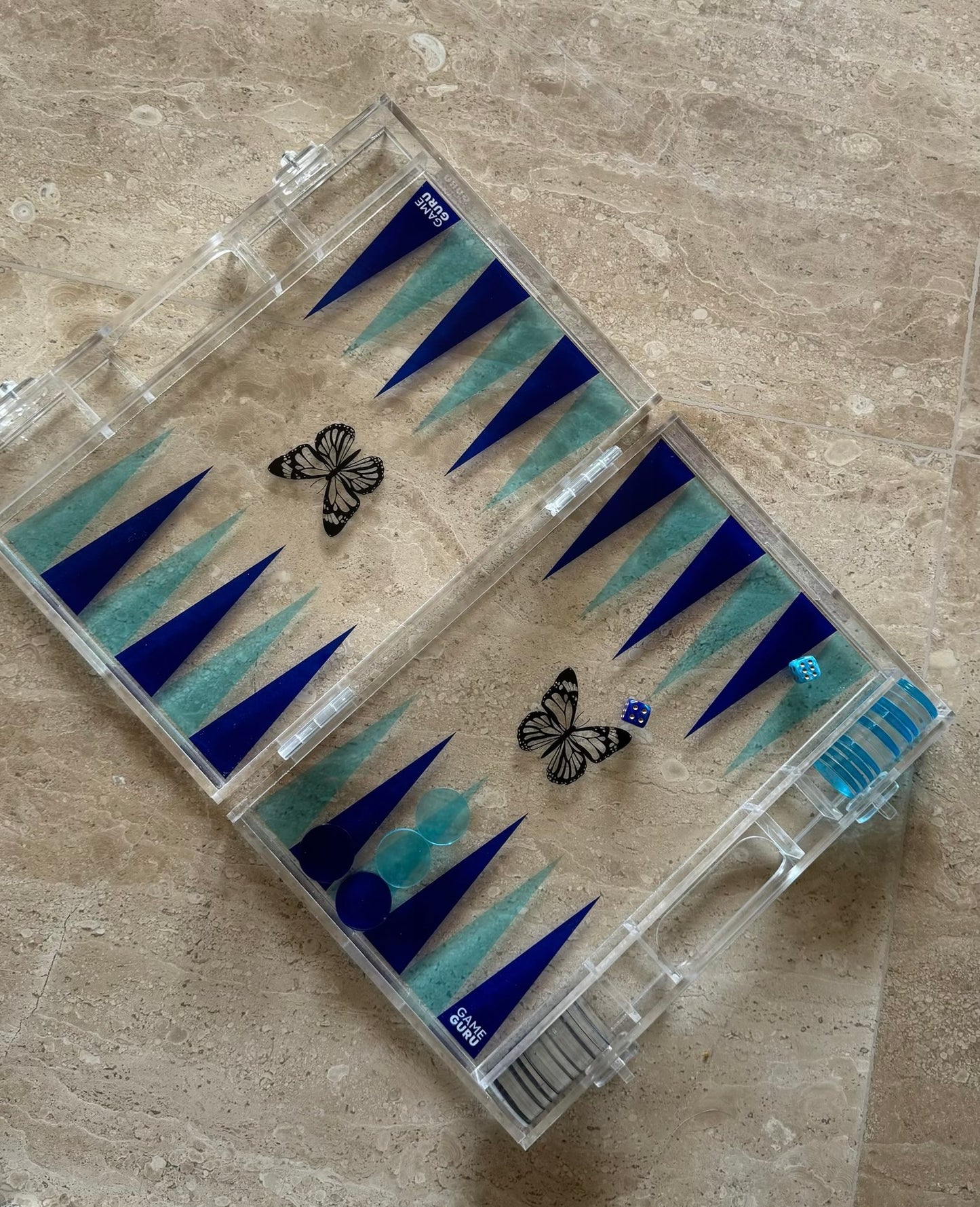 Blue x Turquoise Acrylic Tawla Set