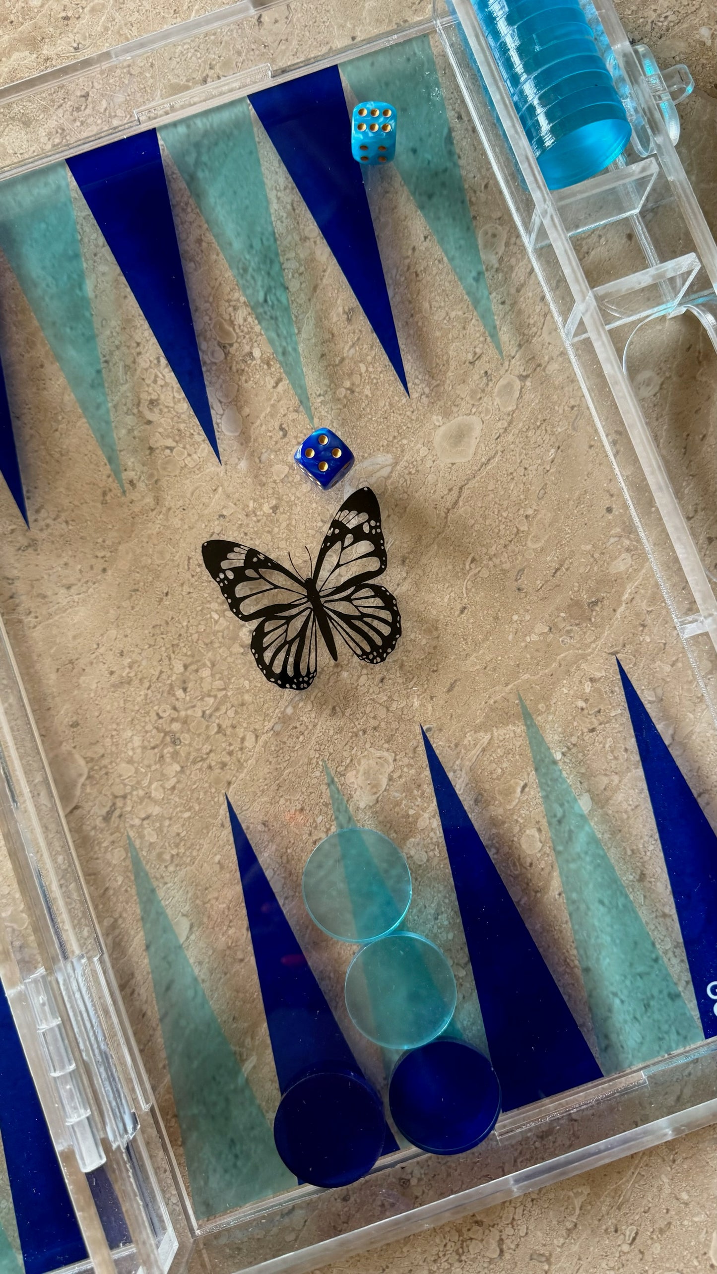 Blue x Turquoise Acrylic Tawla Set