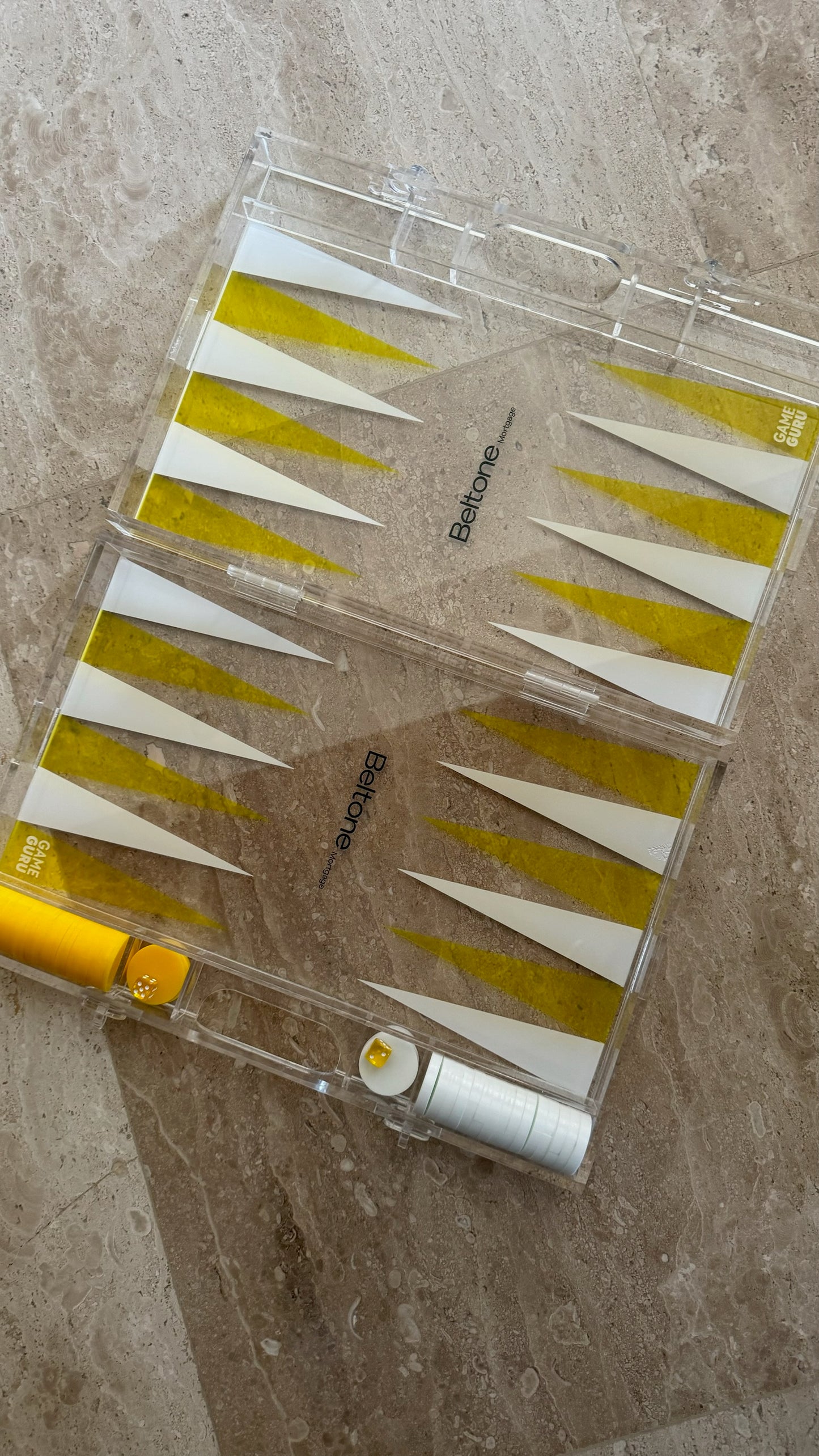 White x Yellow Acrylic Tawla Set