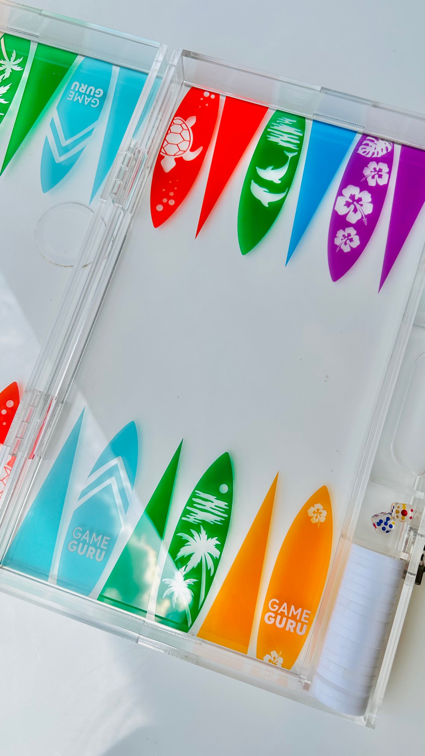 Surf Boards Acrylic Tawla Set