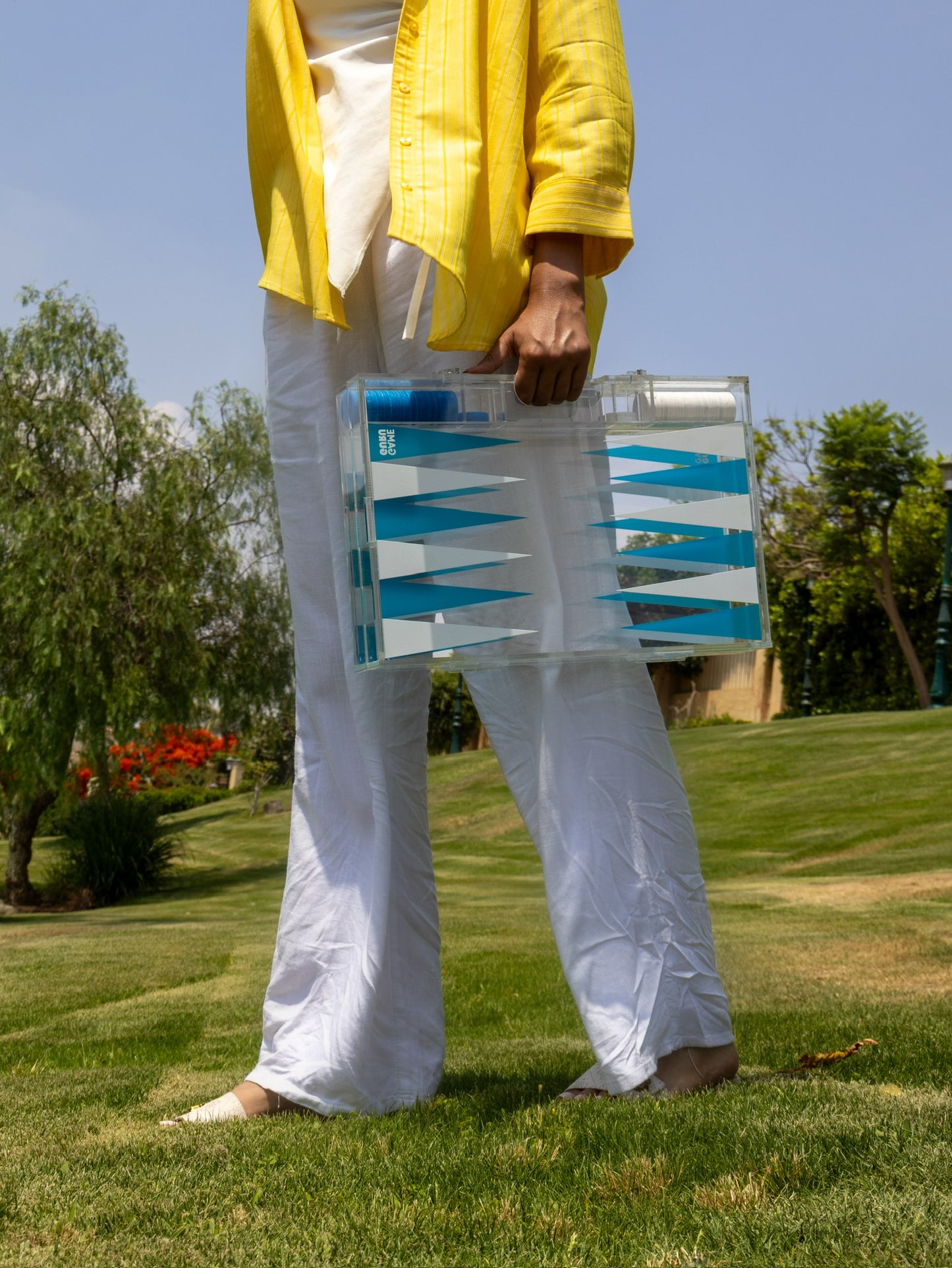 White x Turquoise Acrylic Tawla Set