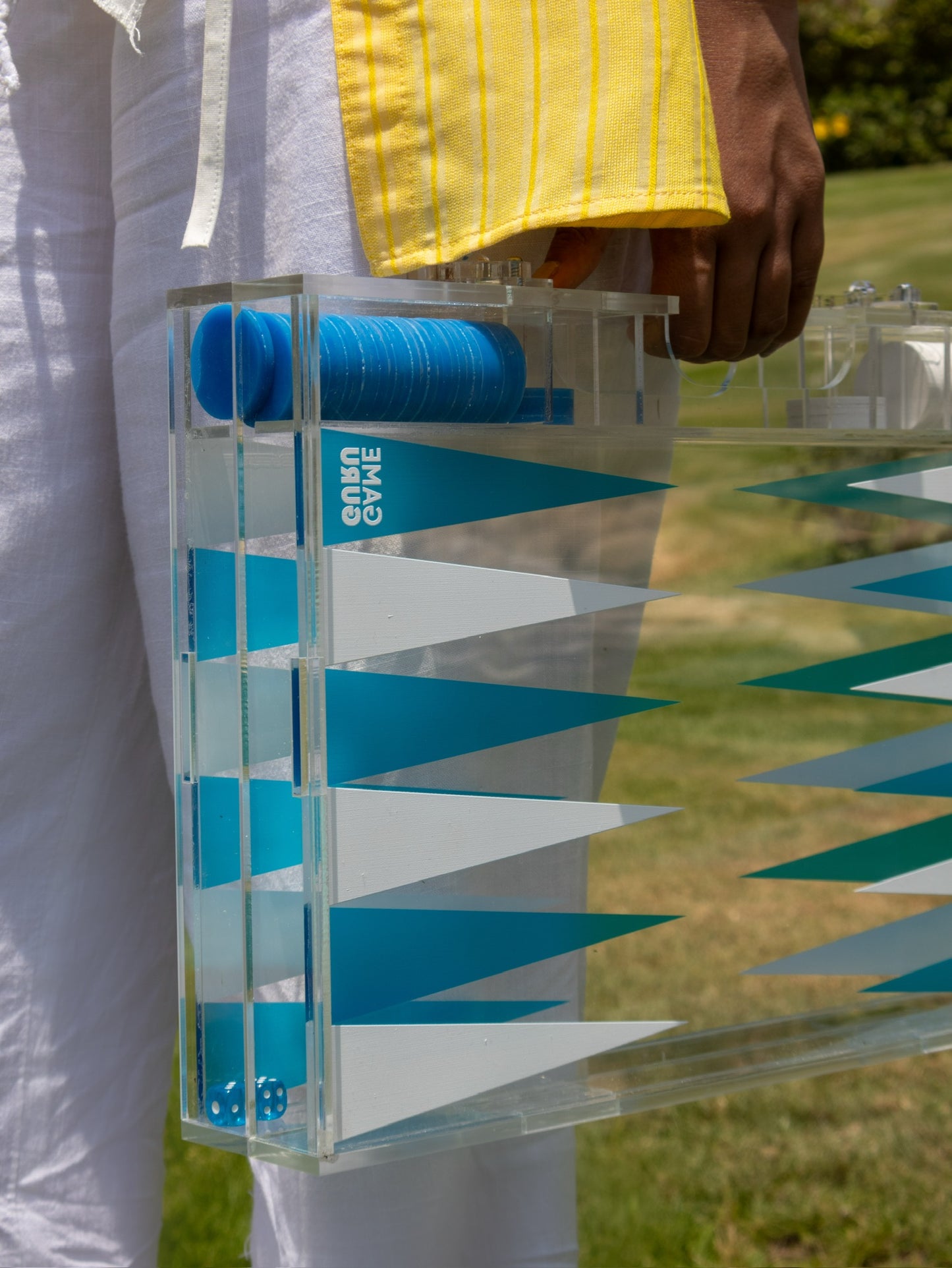 White x Turquoise Acrylic Tawla Set