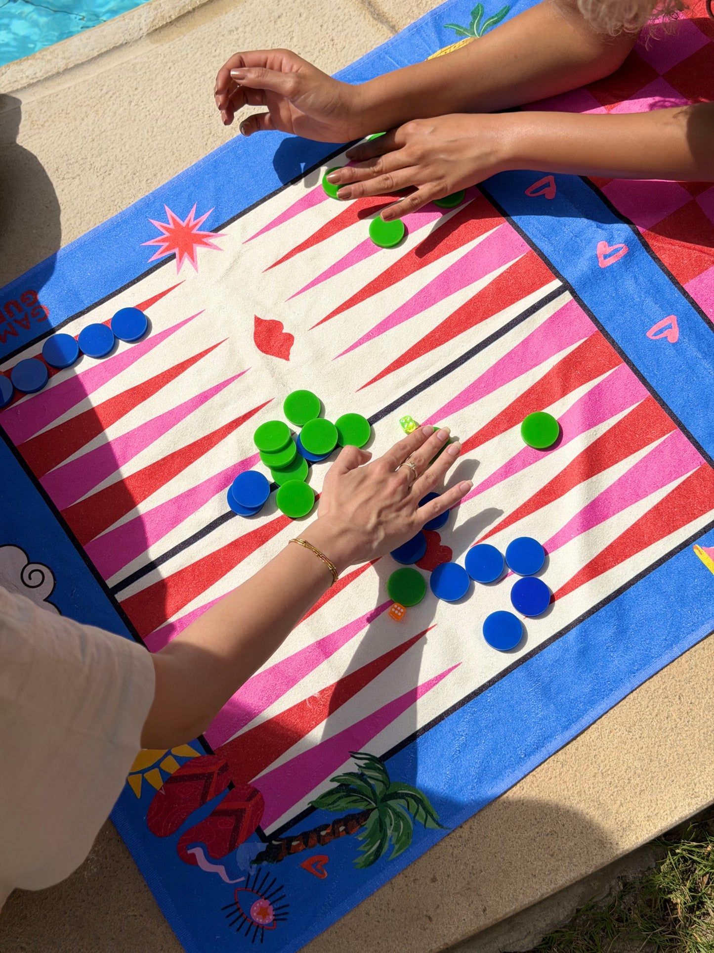 Game Beach Towel - Blue Tawla & Chess