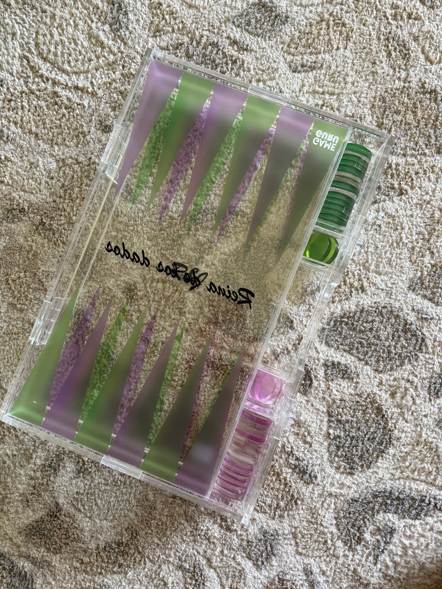 Light Purple x Light Green Acrylic Tawla Set