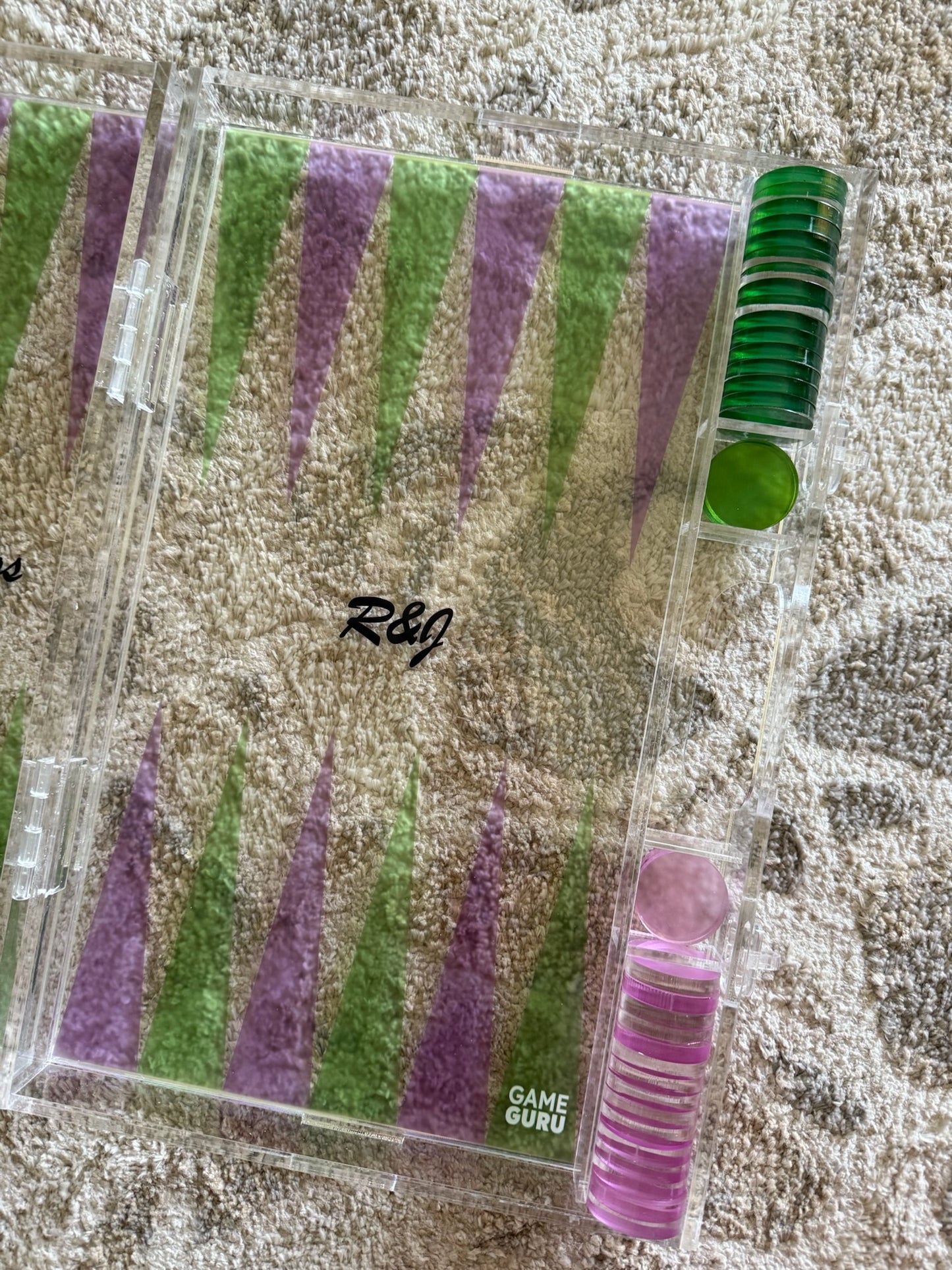 Light Purple x Light Green Acrylic Tawla Set