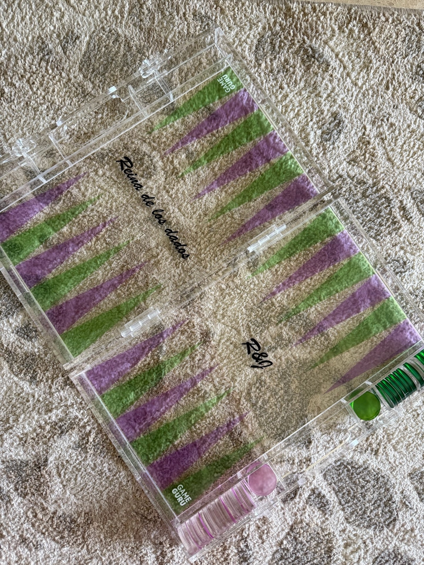 Light Purple x Light Green Acrylic Tawla Set