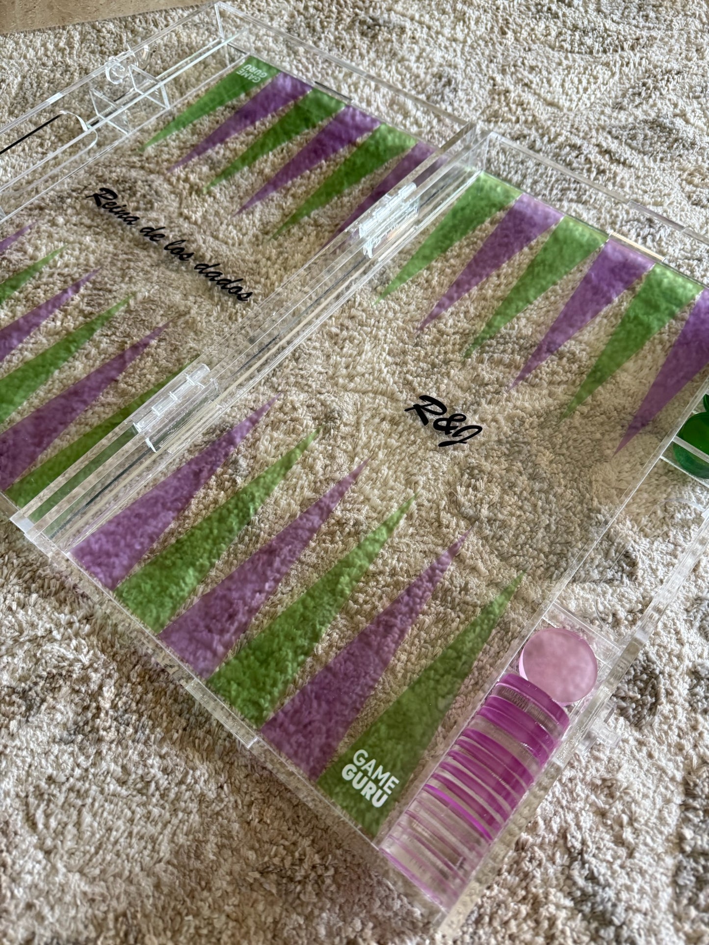 Light Purple x Light Green Acrylic Tawla Set