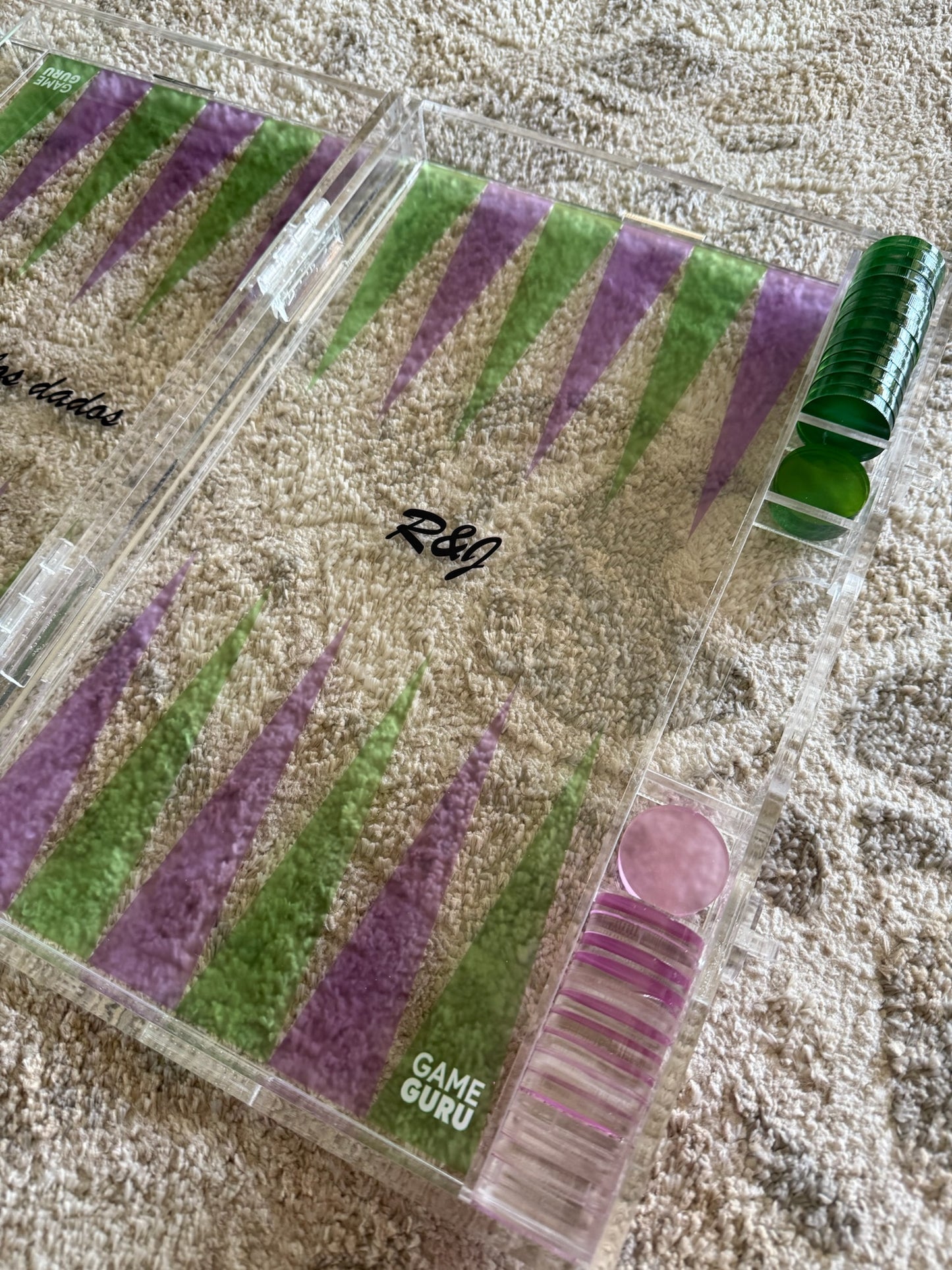Light Purple x Light Green Acrylic Tawla Set