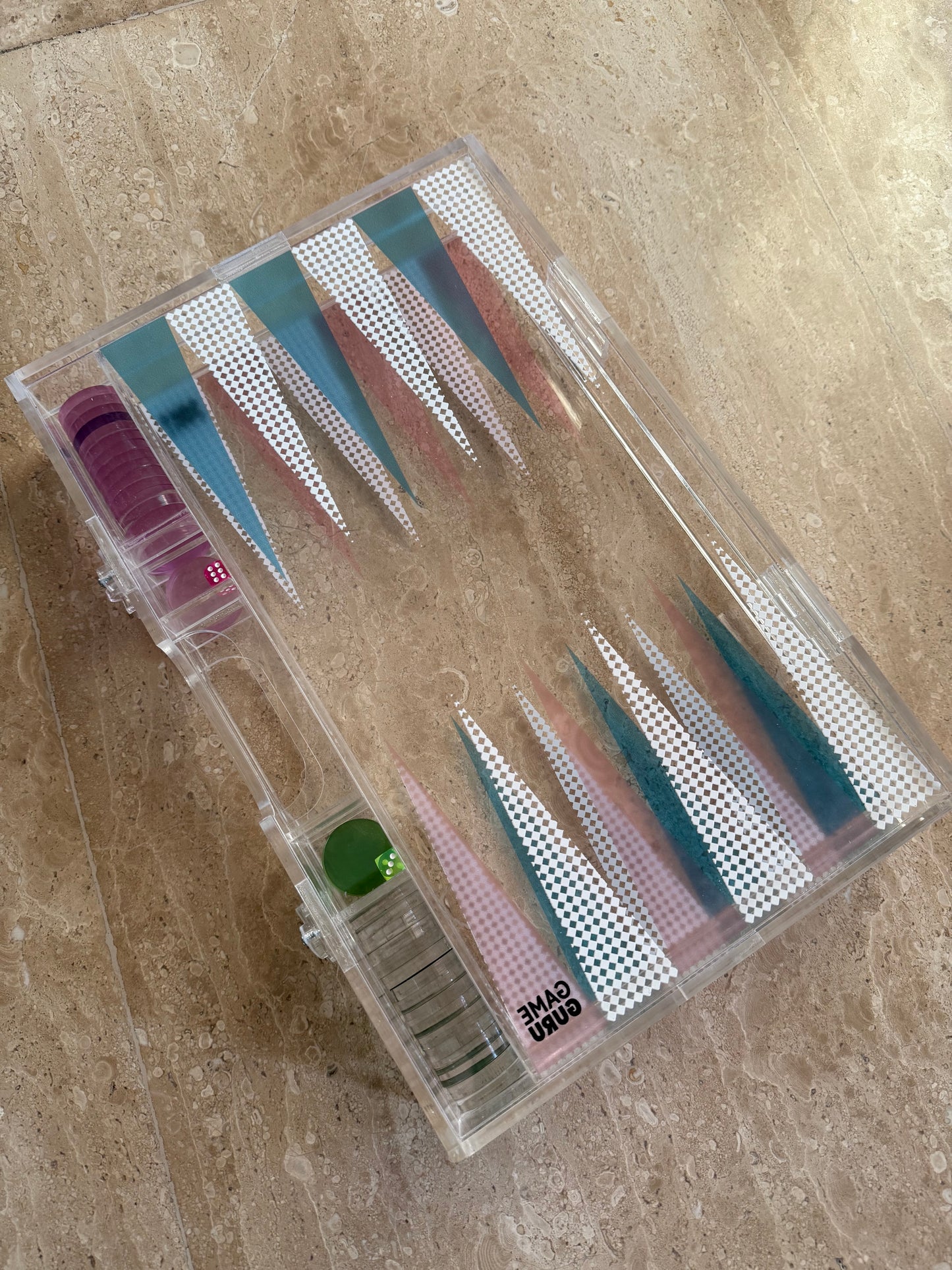 Baby Blue x Pink Acrylic Tawla Set