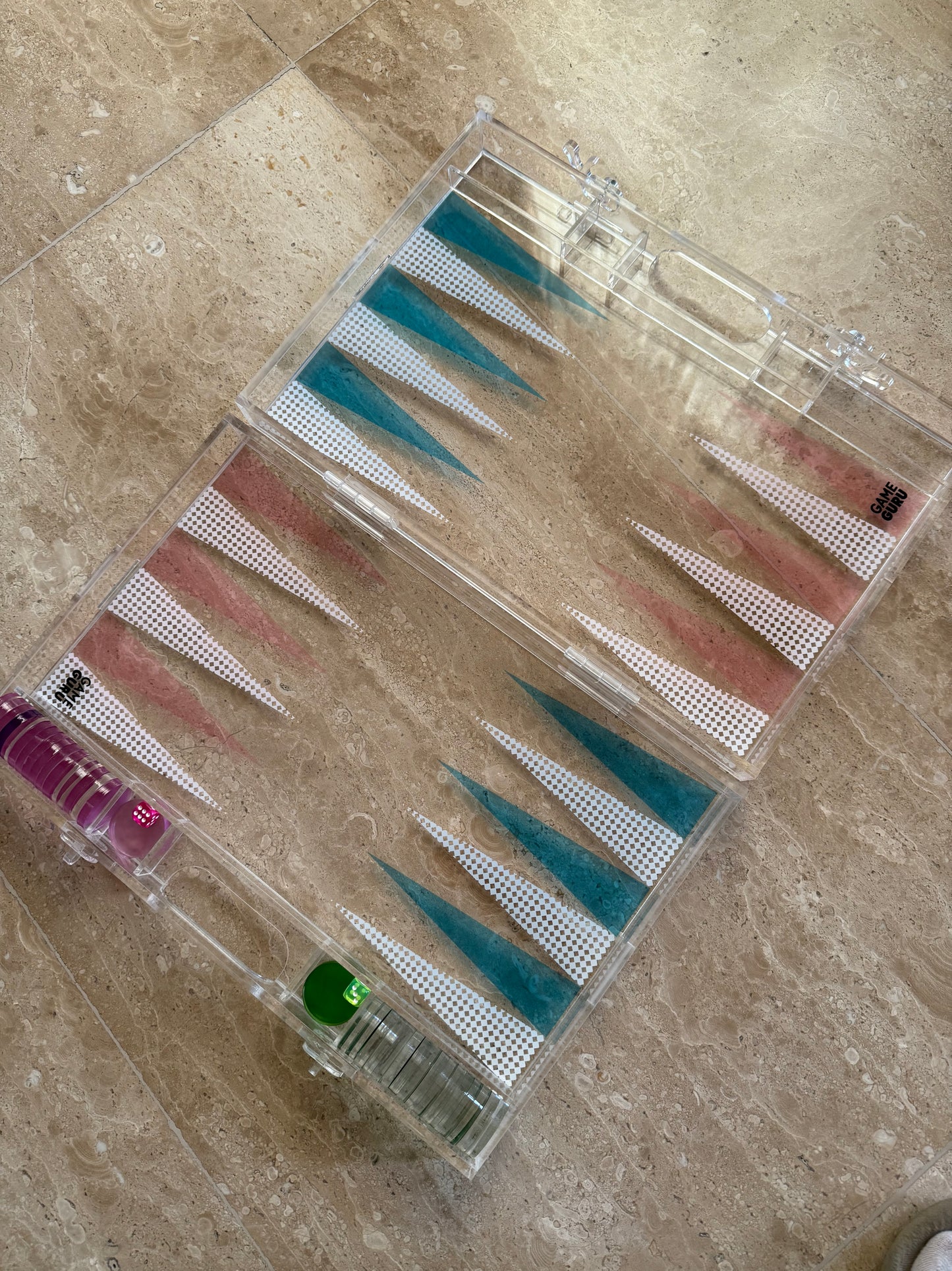 Baby Blue x Pink Acrylic Tawla Set