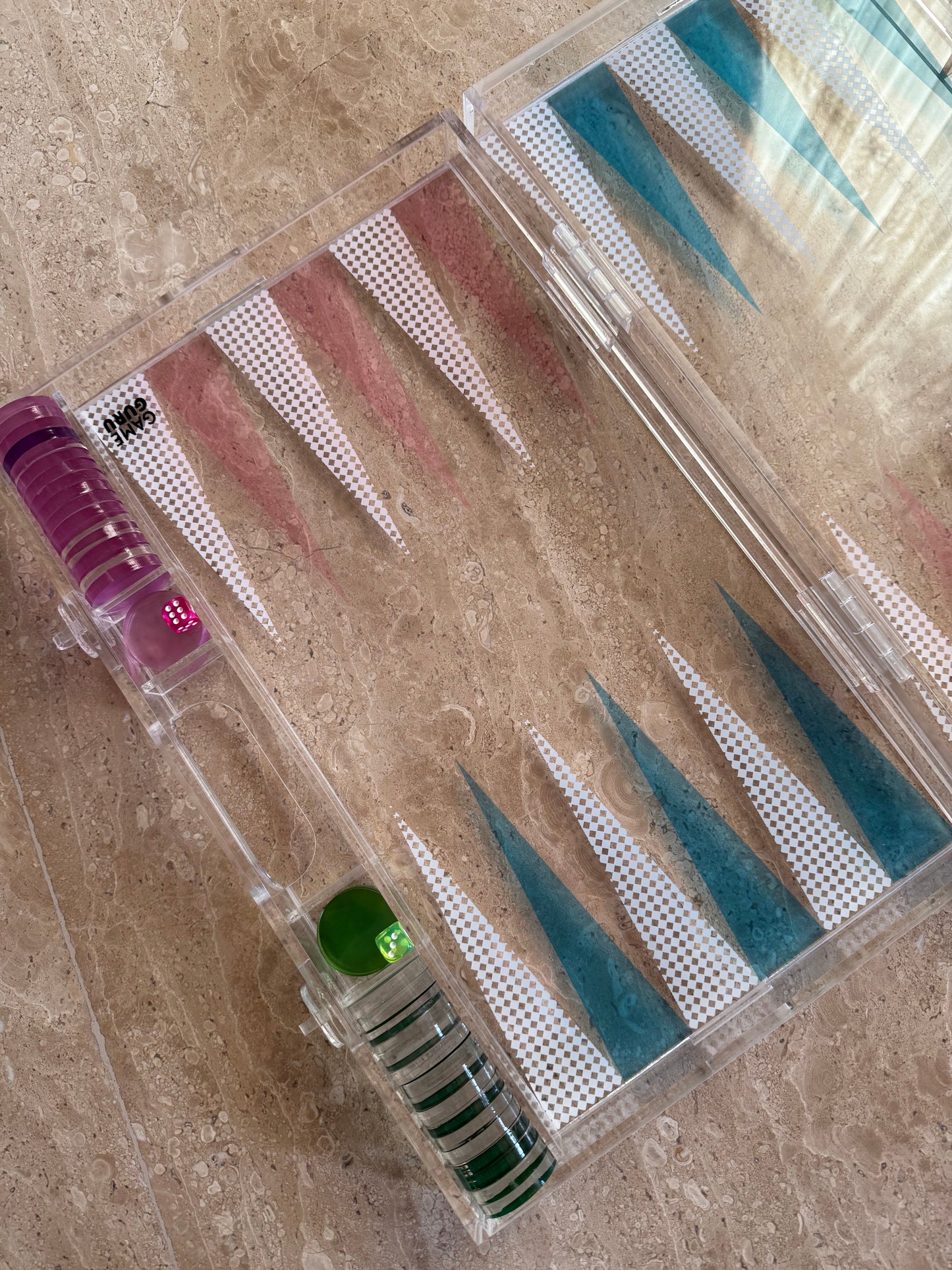 Baby Blue x Pink Acrylic Tawla Set