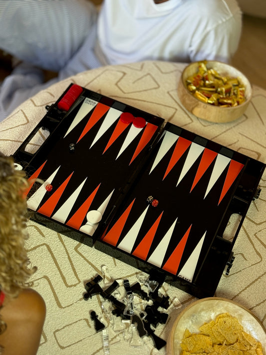 2-in-1 Tawla & Chess Black Acrylic Set