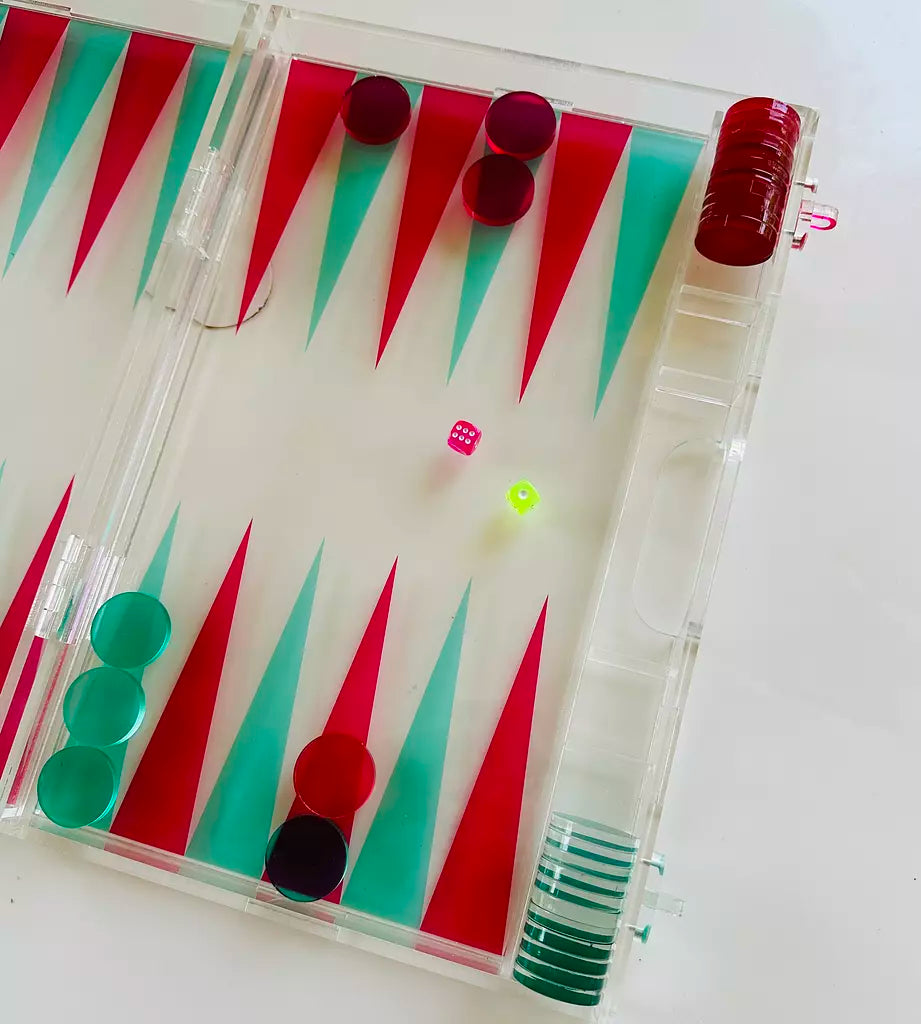 Fuschia x Turquoise Acrylic Tawla Set