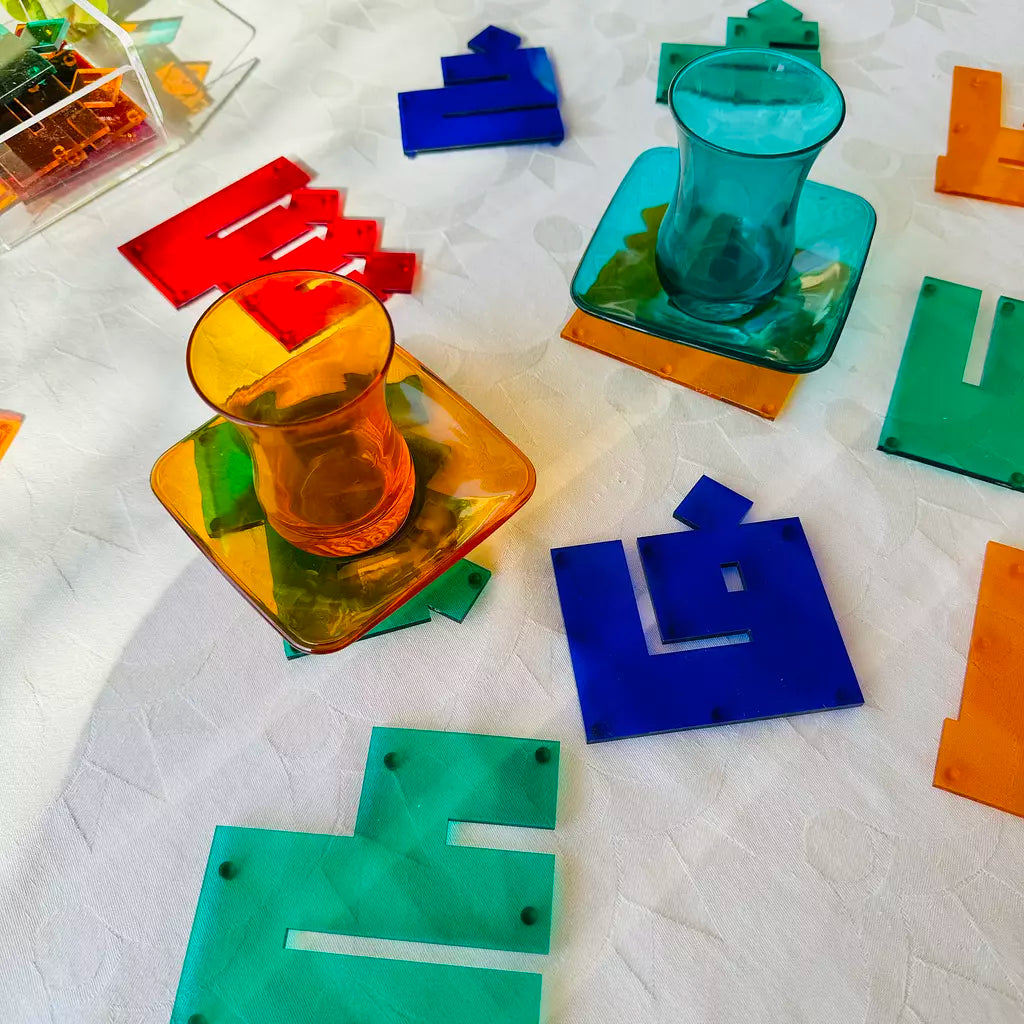 Arabic Calligraphy Acrylic Coaster Set