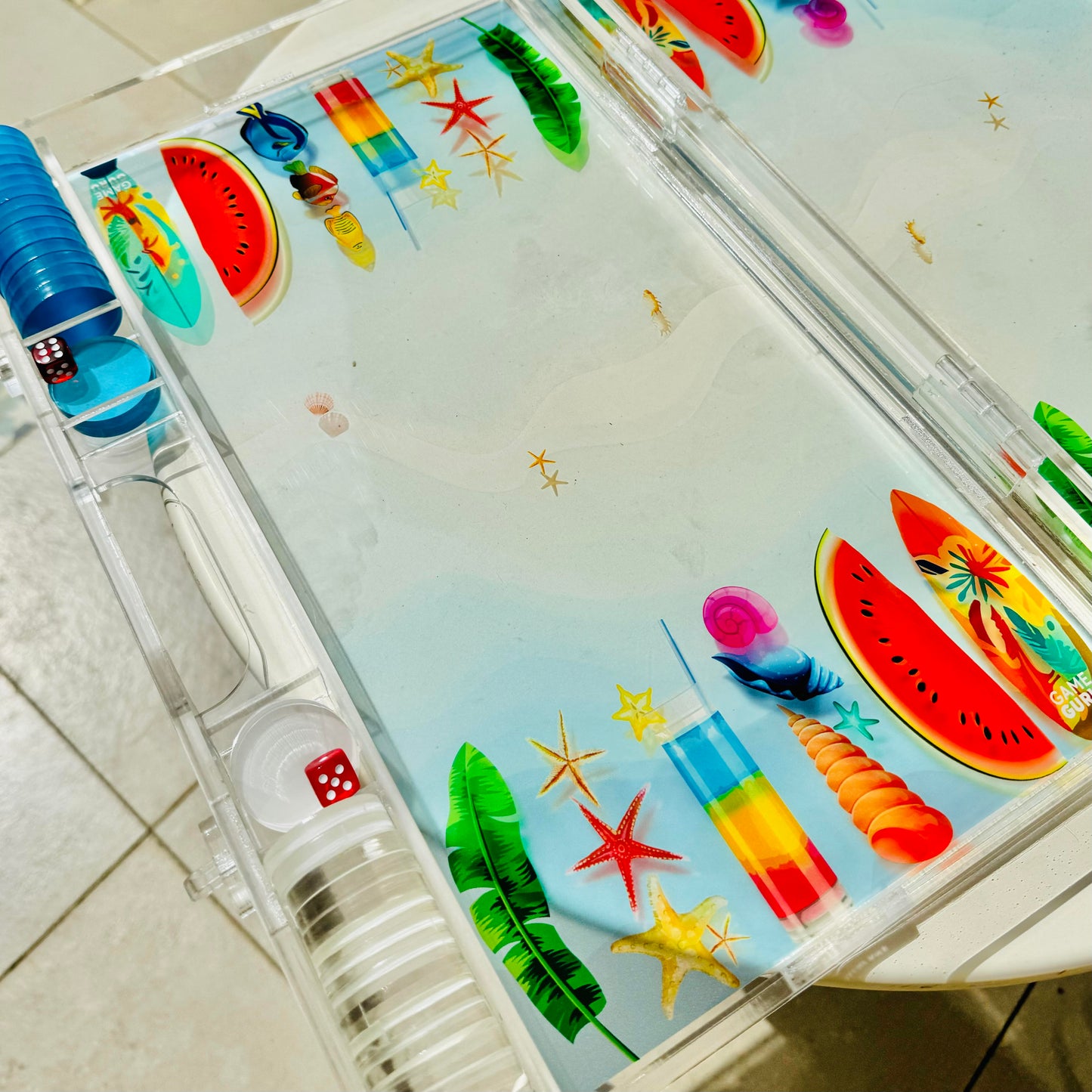 Beach Time Acrylic Tawla Set