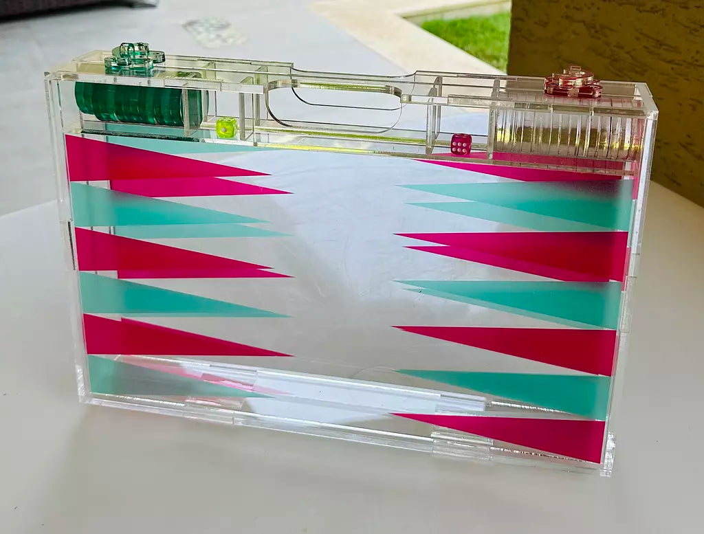 Fuschia x Turquoise Acrylic Tawla Set