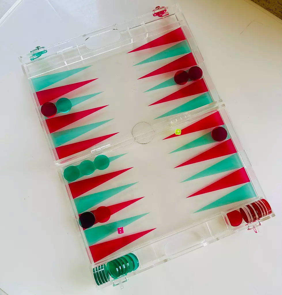 Fuschia x Turquoise Acrylic Tawla Set