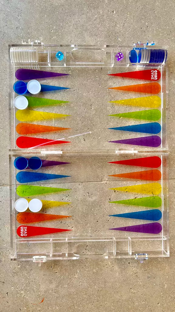 Rainbow Acrylic Tawla Set