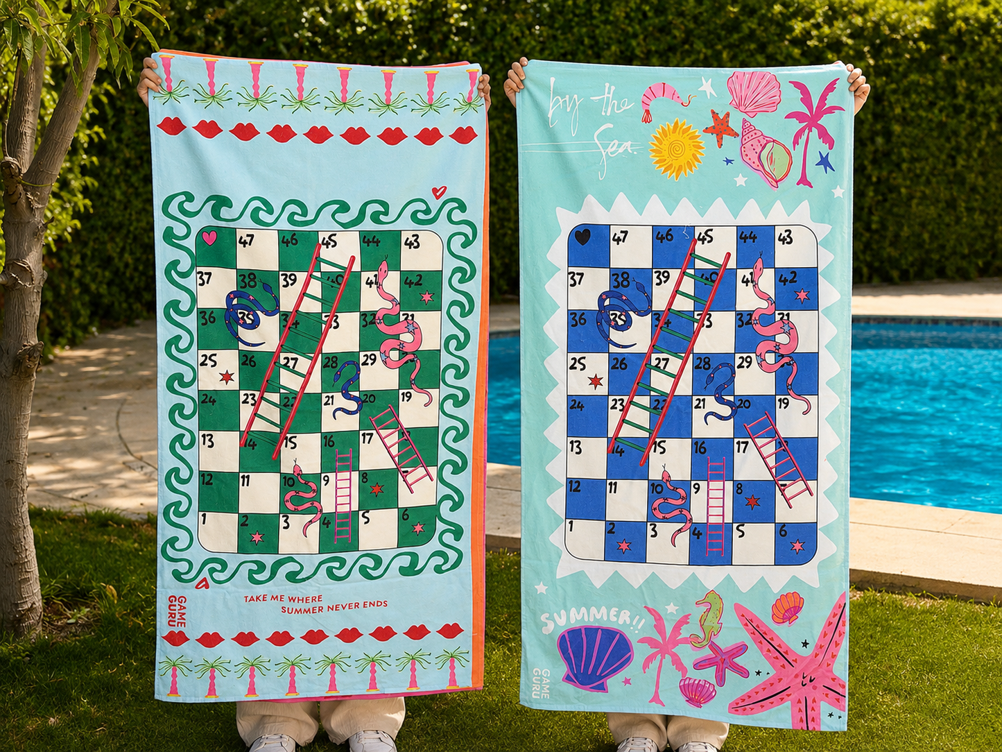 Green + Blue Game Beach Towels Bundle