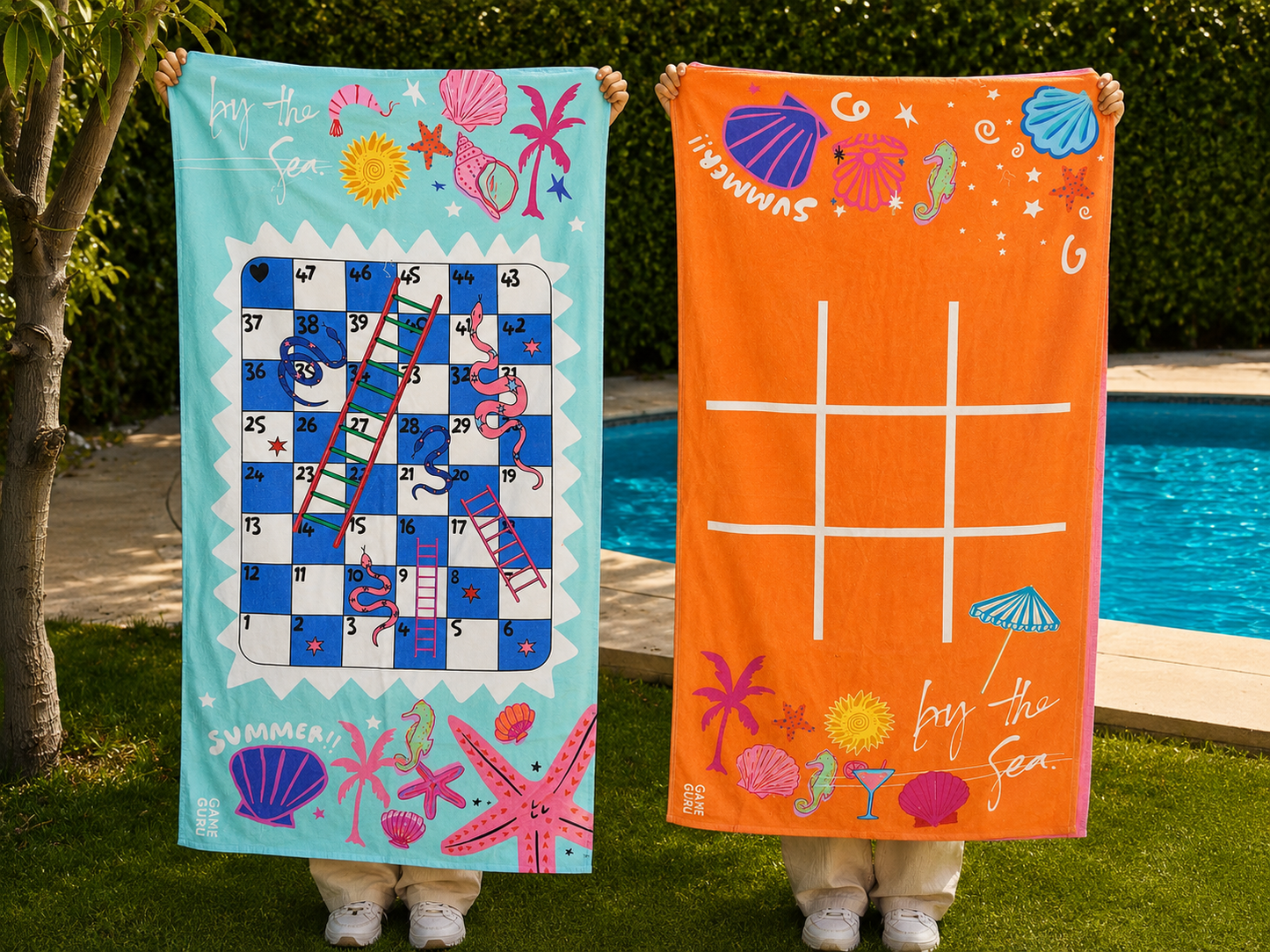 Orange + Blue Game Beach Towels Bundle