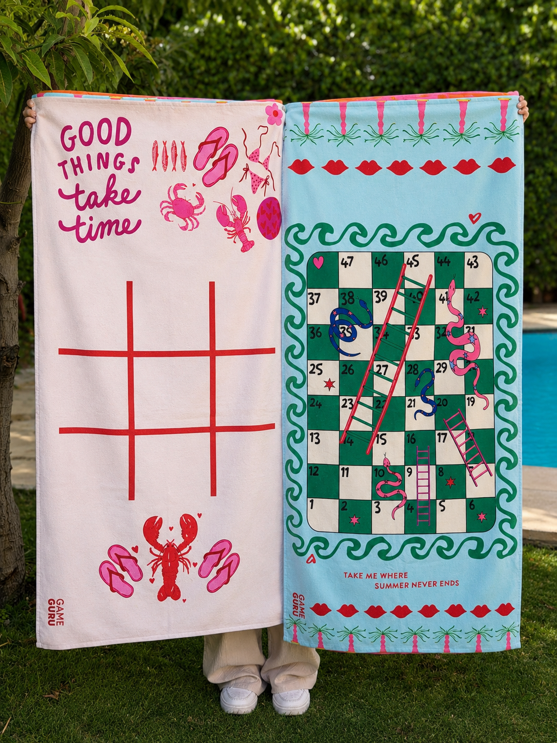 Green & Pink Game Beach Towels Bundle