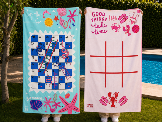 Blue + Pink Game Beach Towels Bundle