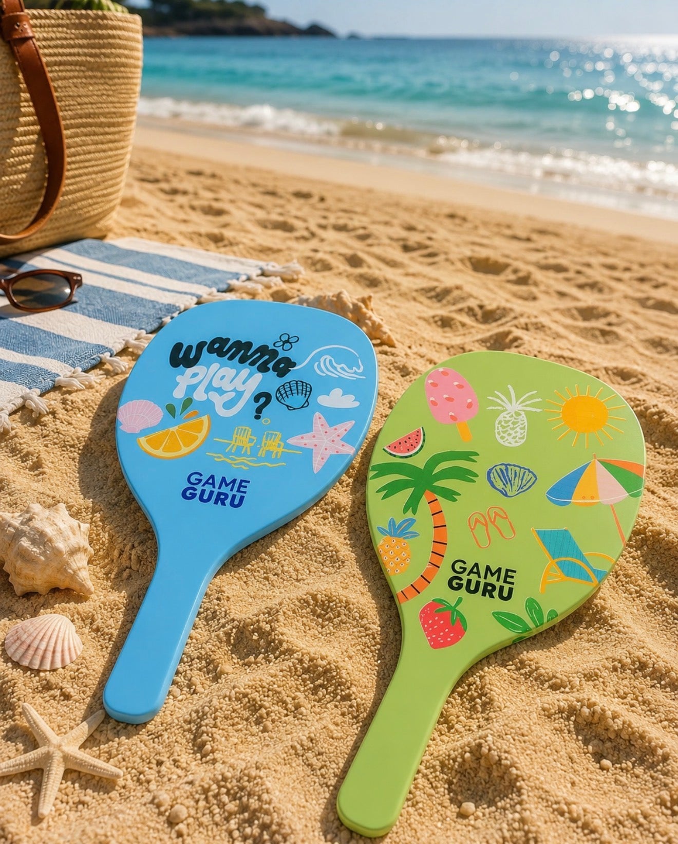 Sun-kissed Fun Wooden Beach Rackets