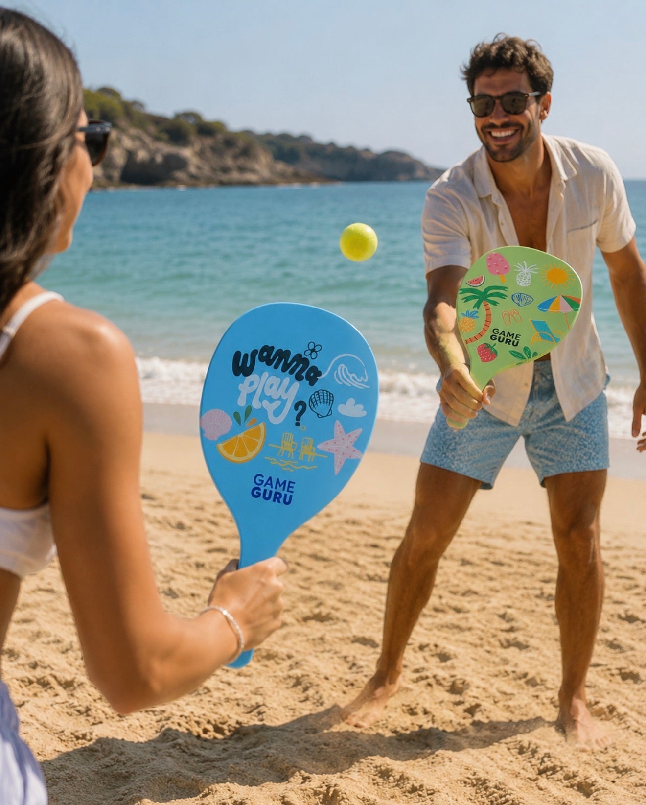 Sun-kissed Fun Wooden Beach Rackets