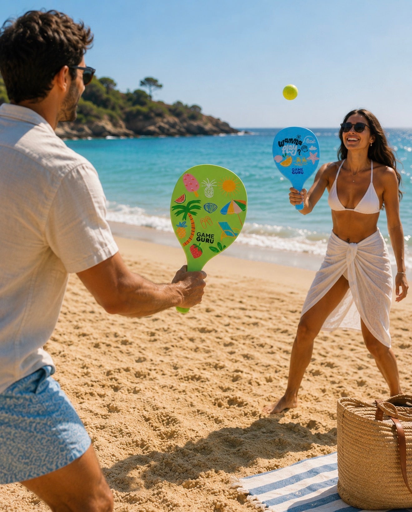 Sun-kissed Fun Wooden Beach Rackets