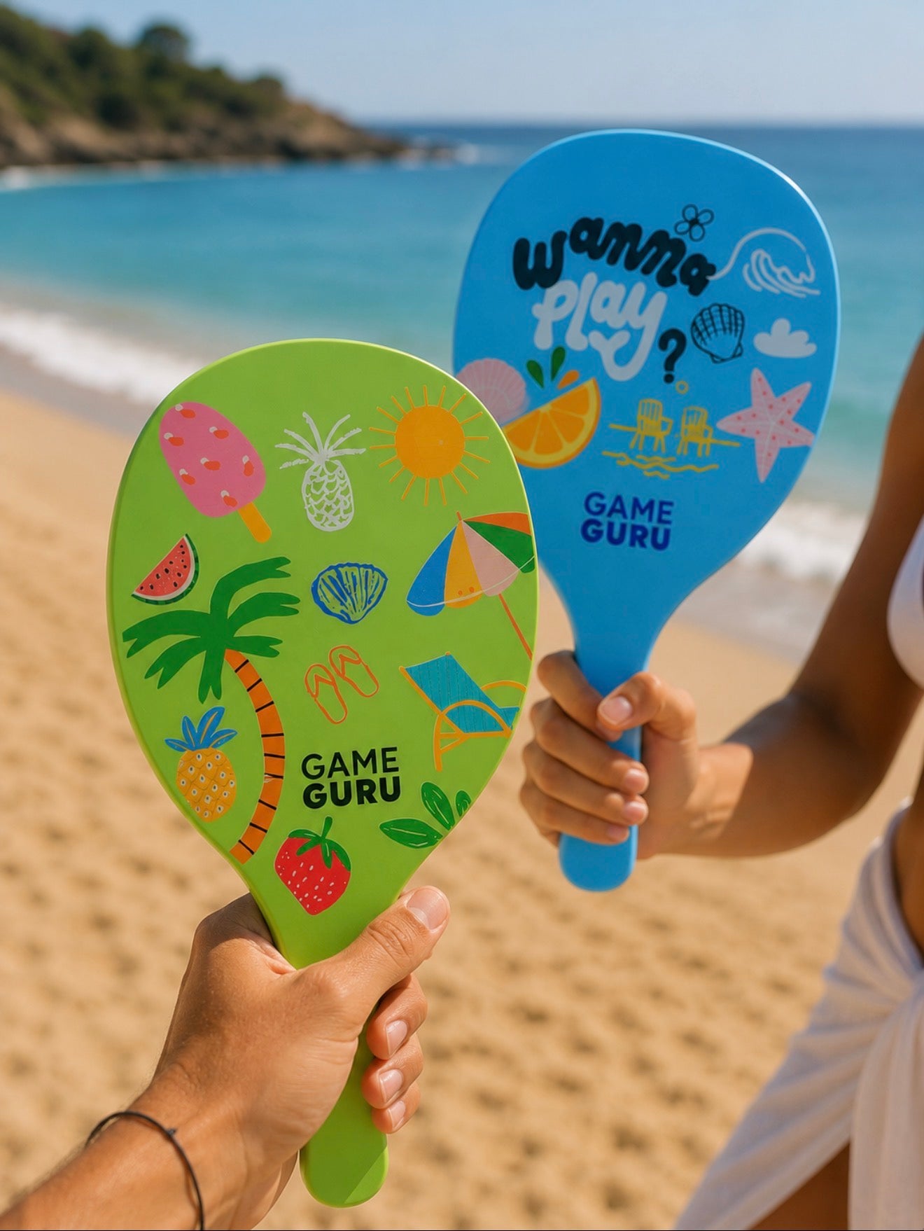 Sun-kissed Fun Wooden Beach Rackets