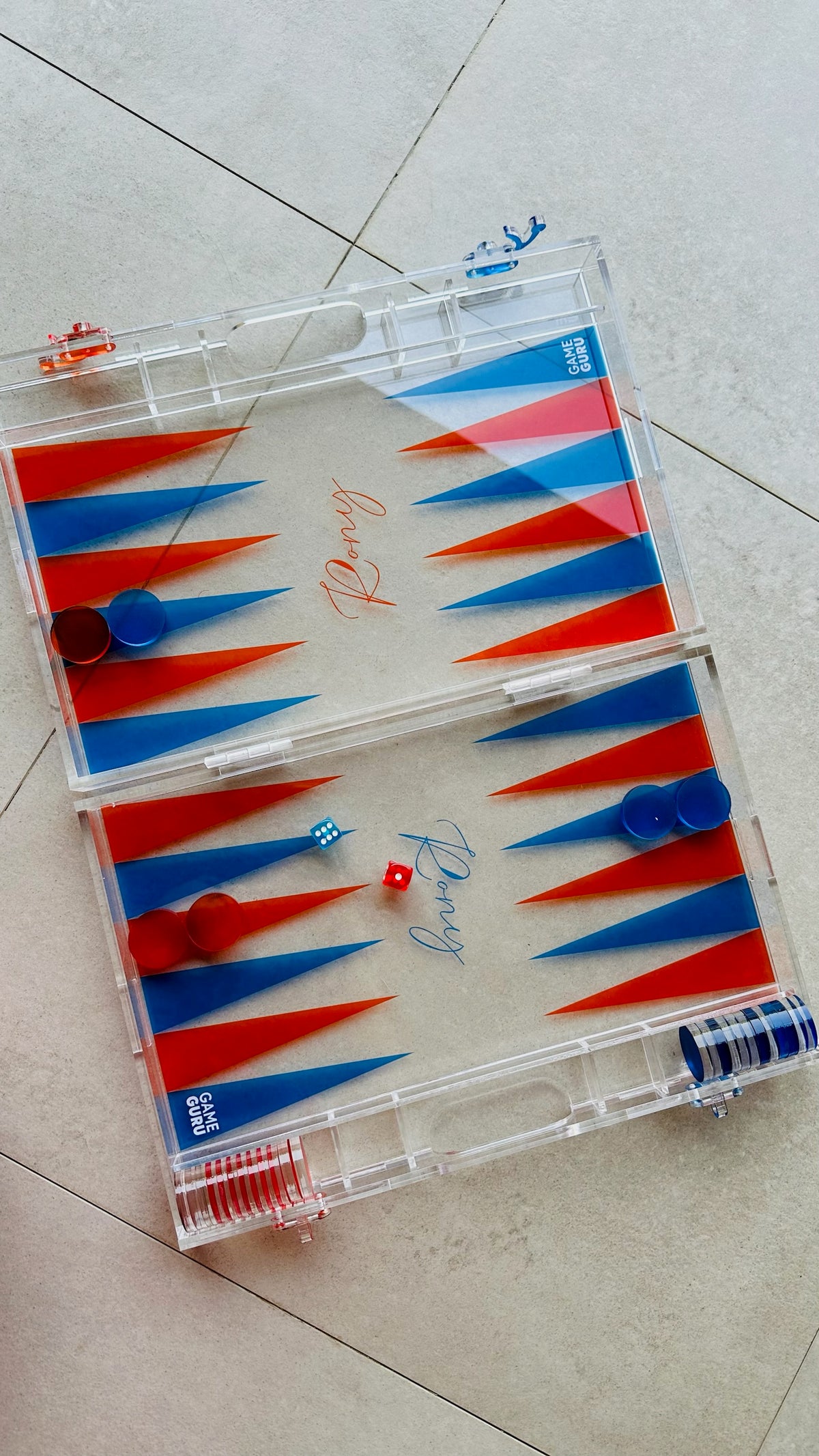 Customize your own clear acrylic Tawla set