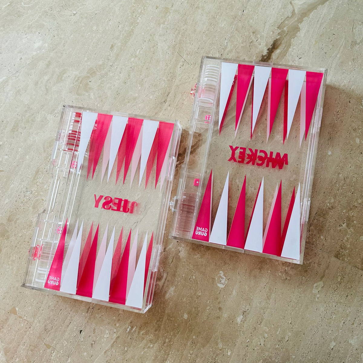 Customize your own clear acrylic Tawla set