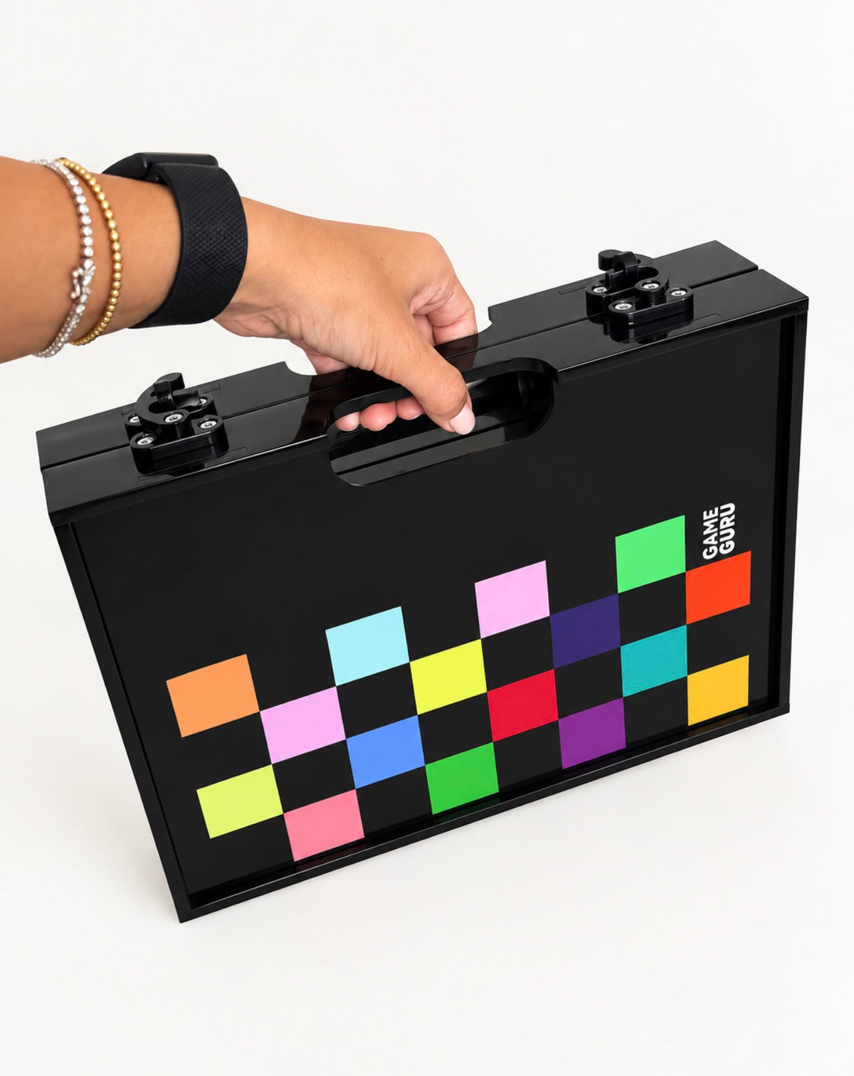 Black Acrylic 2-in-1 Tawla & Chess Set - Multi-colored