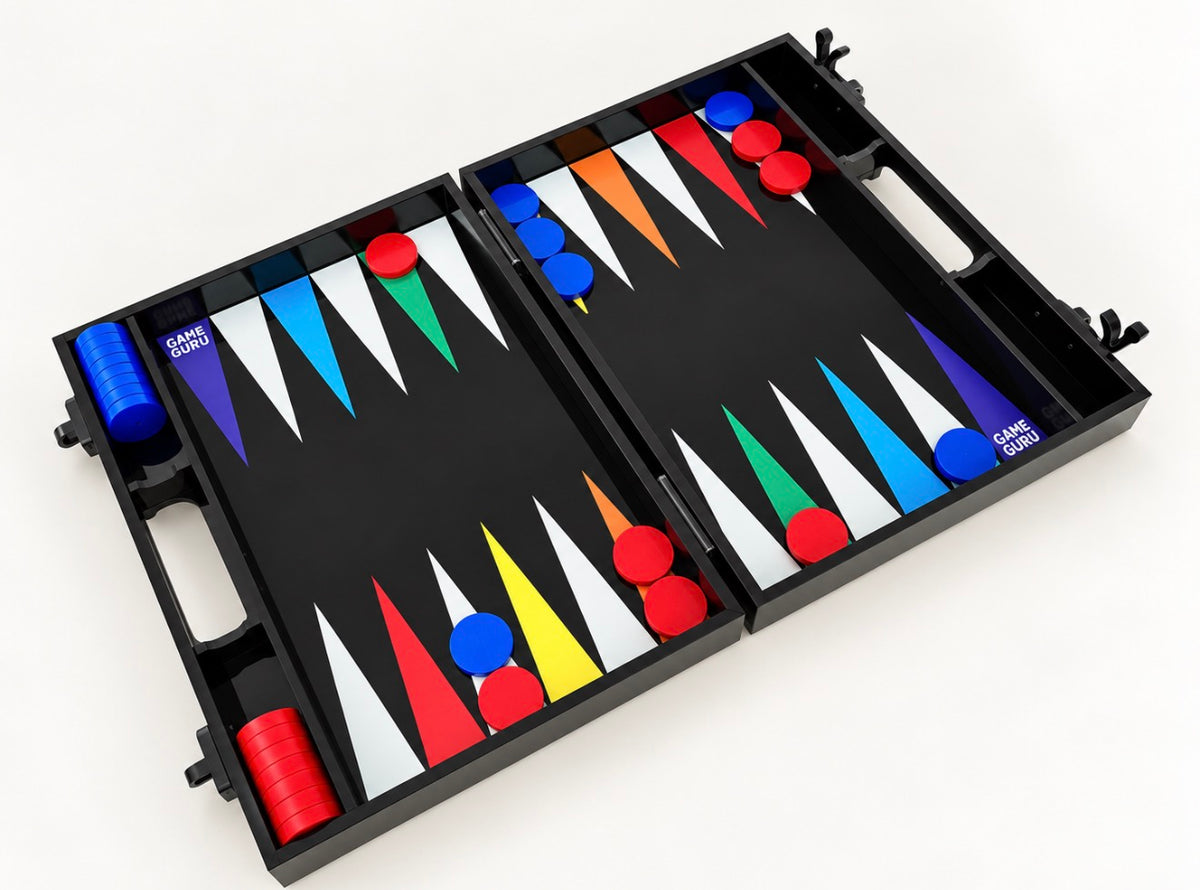 Black Acrylic 2-in-1 Tawla & Chess Set - Multi-colored