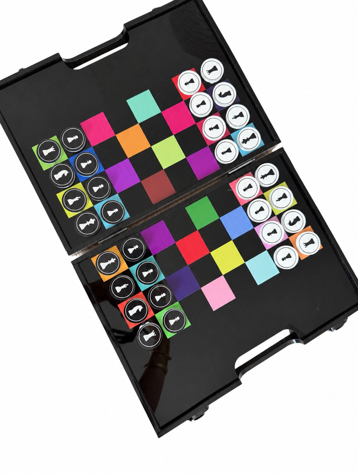 Black Acrylic 2-in-1 Tawla & Chess Set - Multi-colored