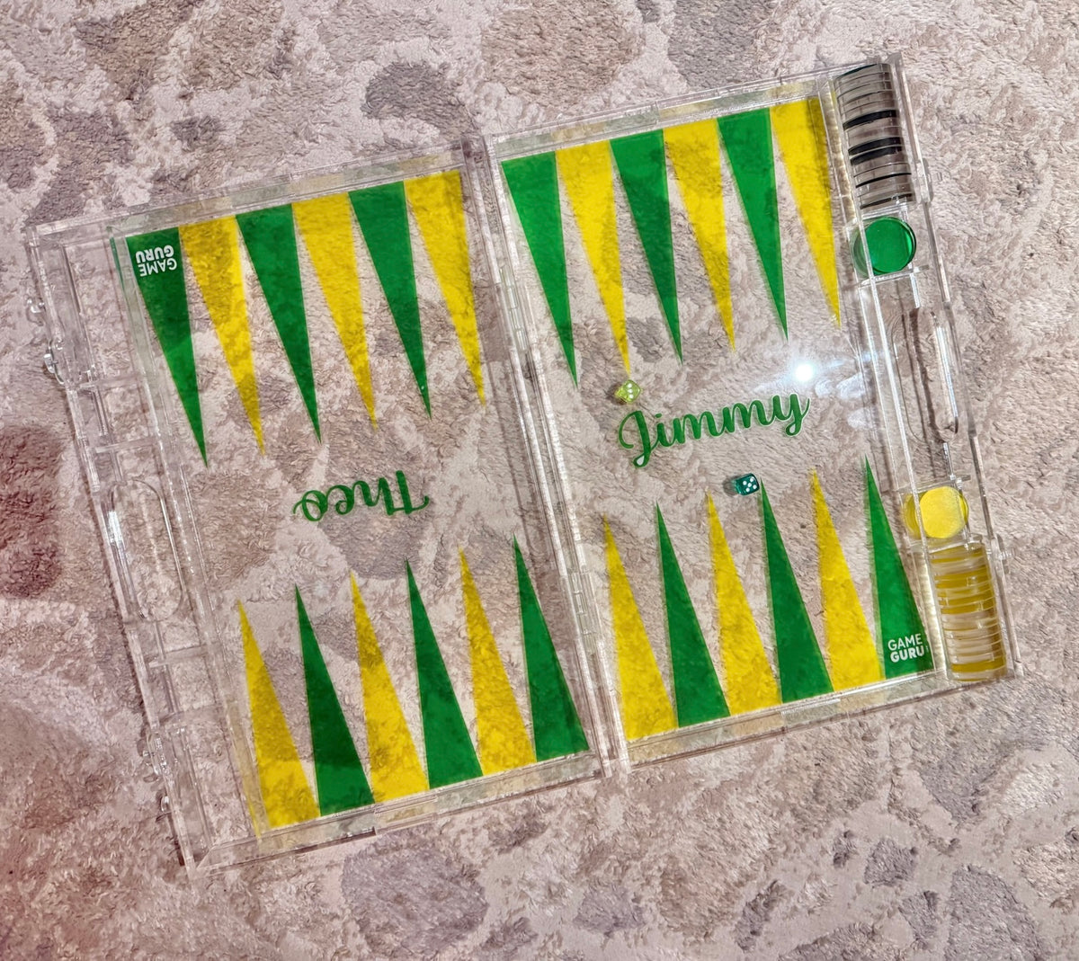 Customize your own clear acrylic Tawla set
