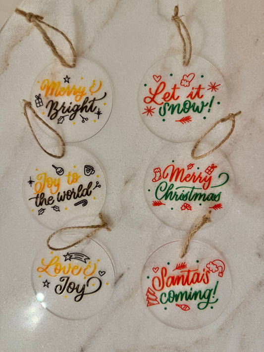 'Let it snow' Acrylic Christmas Ornaments - 6pcs