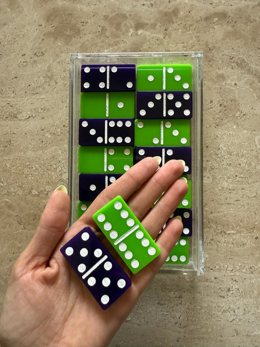 Dark Purple x Lime Green Acrylic Dominoes