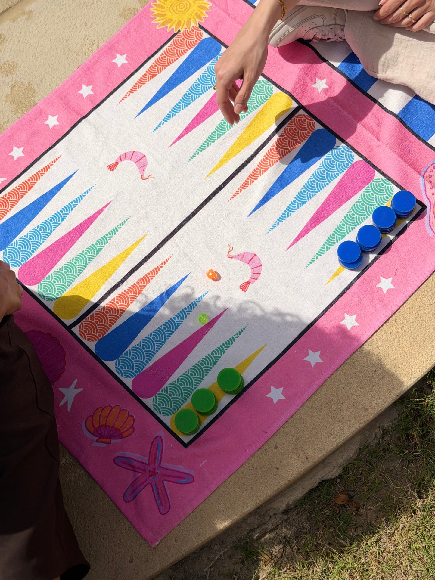 Game Beach Towel - Pink Tawla & Chess