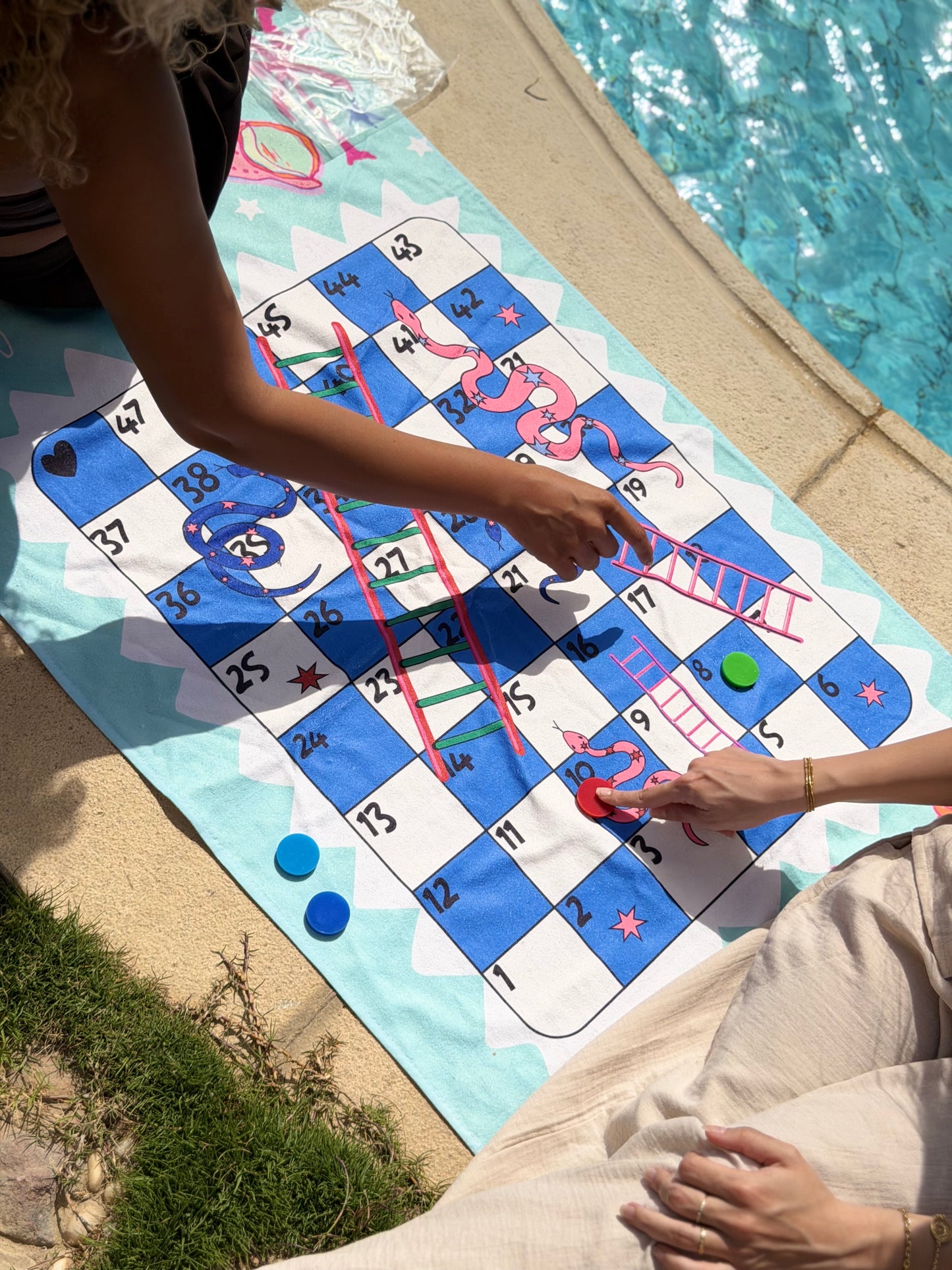 Blue Game Beach Towel + Beach Chill Cards Deck Bundle